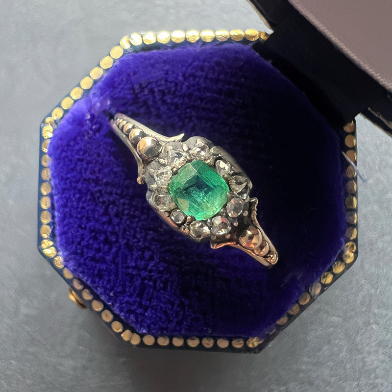 Georgian Era 18K gold emerald diamond Ring