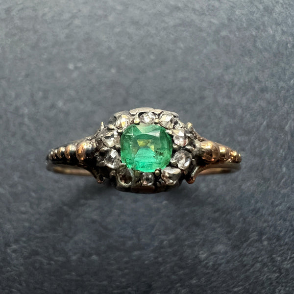 Georgian Era 18K gold emerald diamond Ring