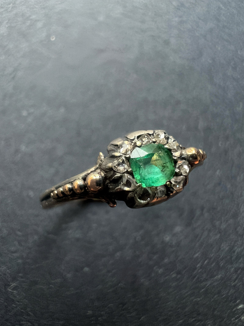 Georgian Era 18K gold emerald diamond Ring