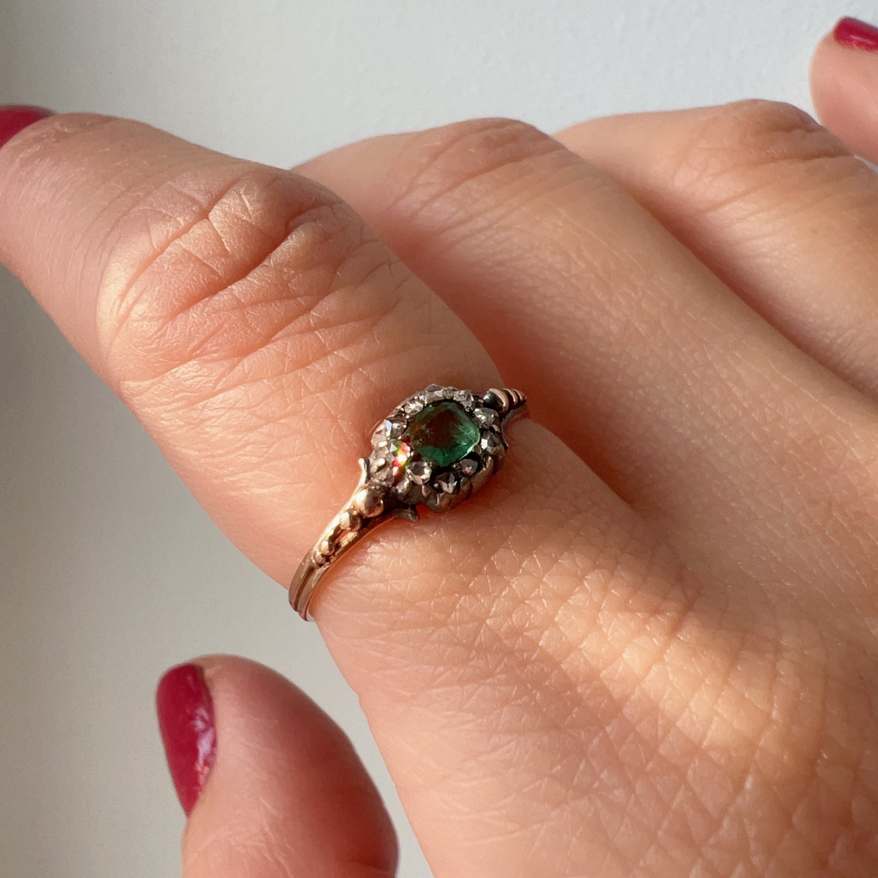 Georgian Era 18K gold emerald diamond Ring