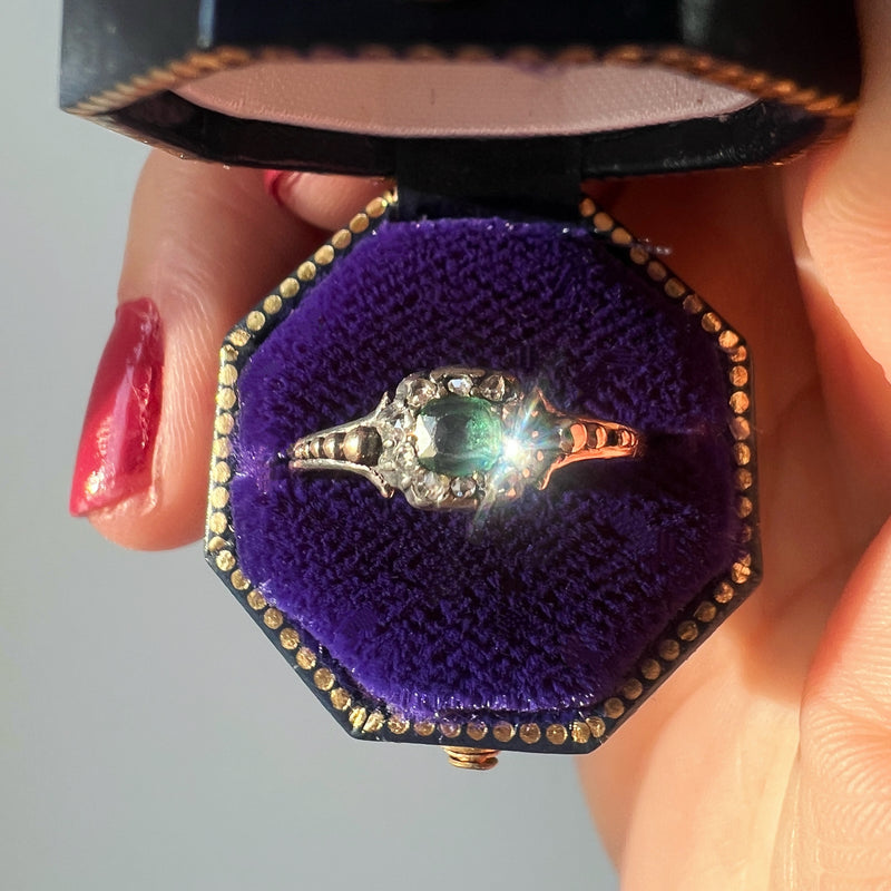 Georgian Era 18K gold emerald diamond Ring