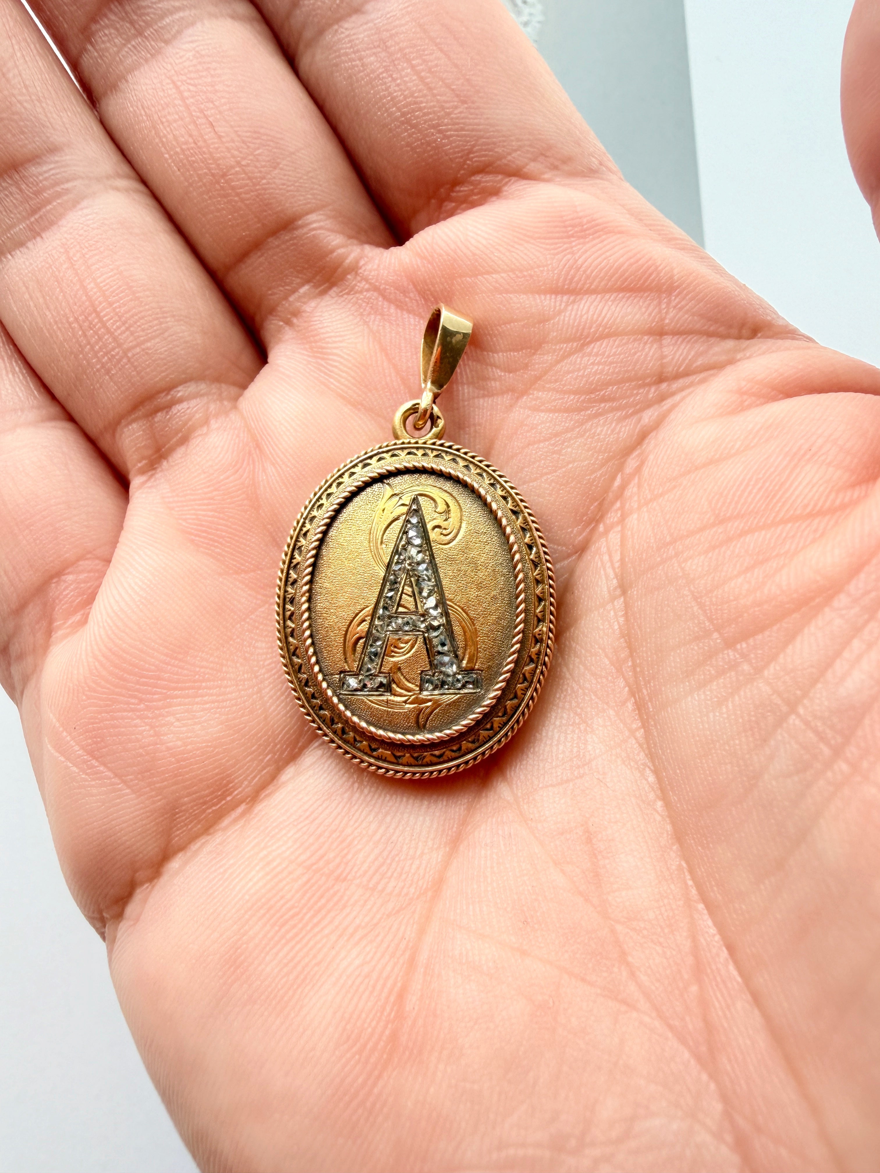 Victorian era double sided 18K diamond “A” Locket