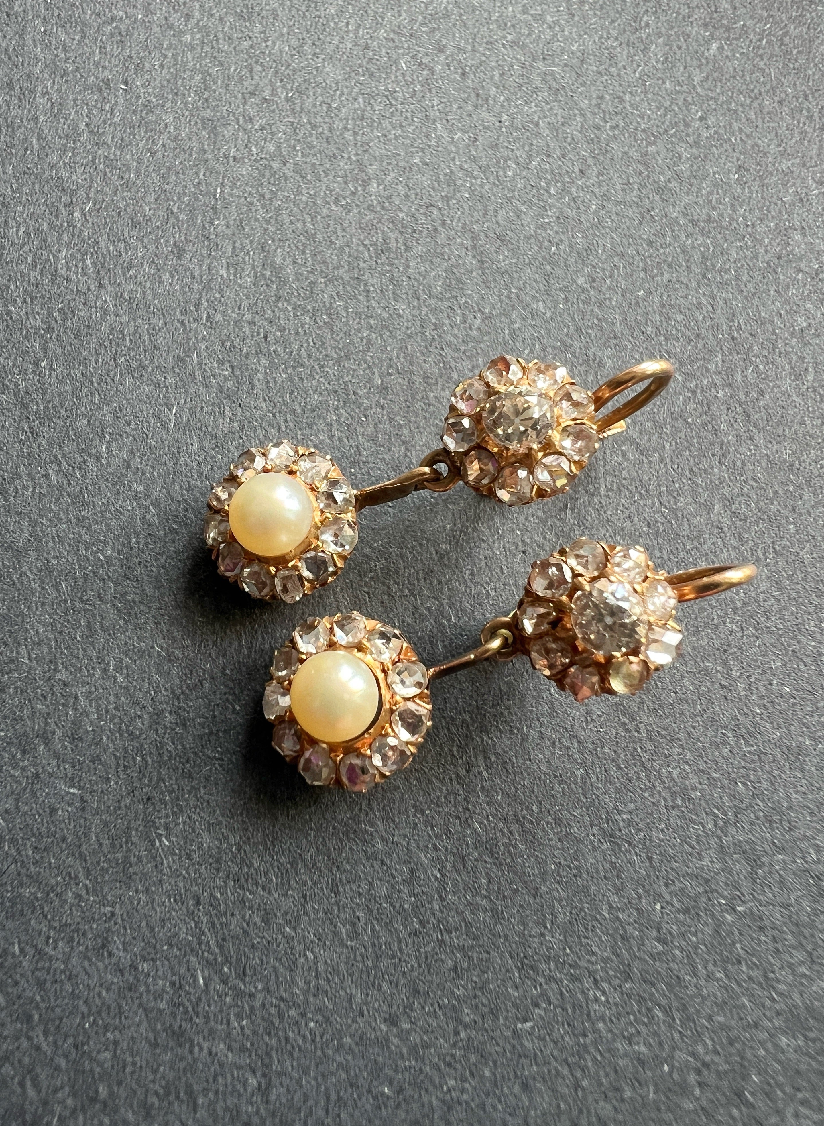 18K gold diamond LFG certified natural pearl trembling earrings