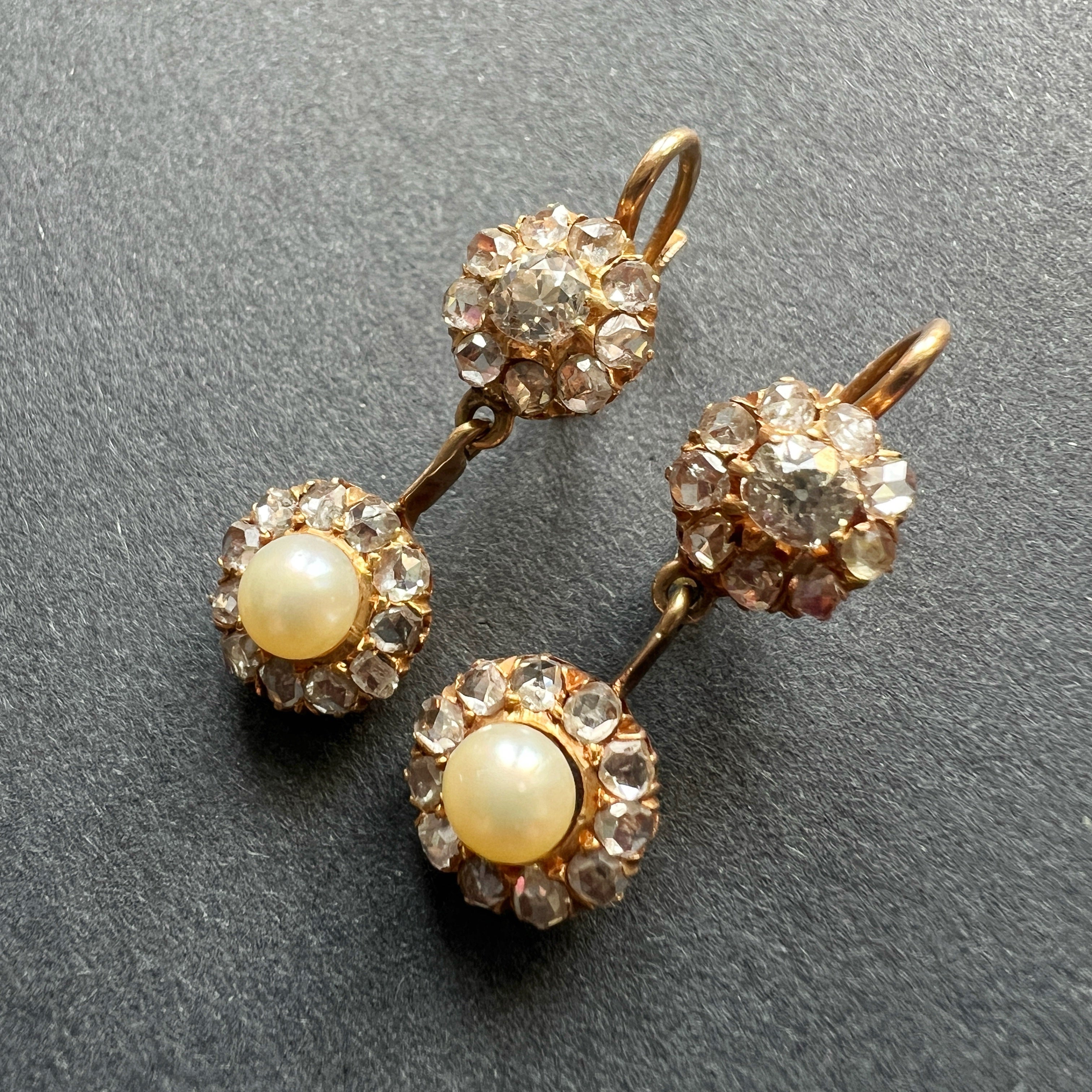 18K gold diamond LFG certified natural pearl trembling earrings