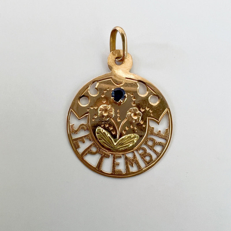 French Art Nouveau 18K gold “Septembre” (September) medal pendant