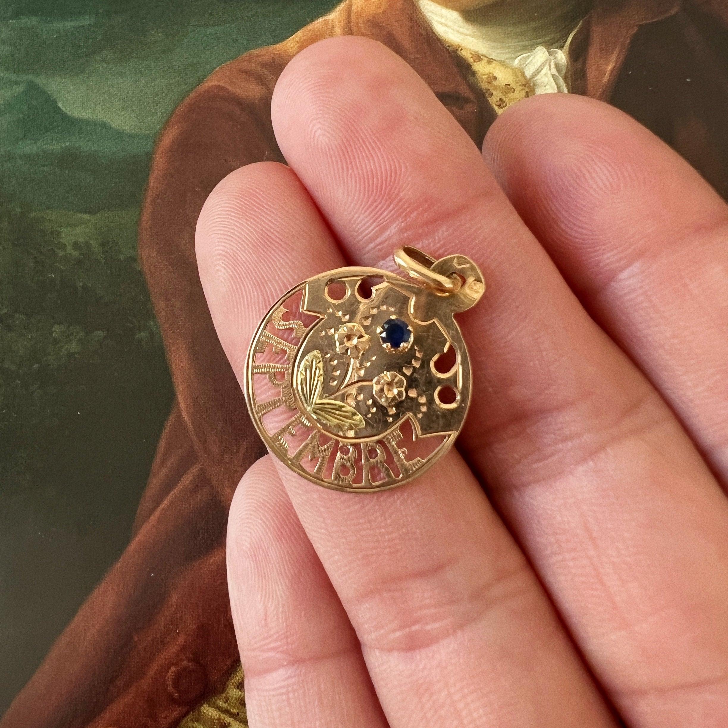 French Art Nouveau 18K gold “Septembre” (September) medal pendant - Curiously timeless