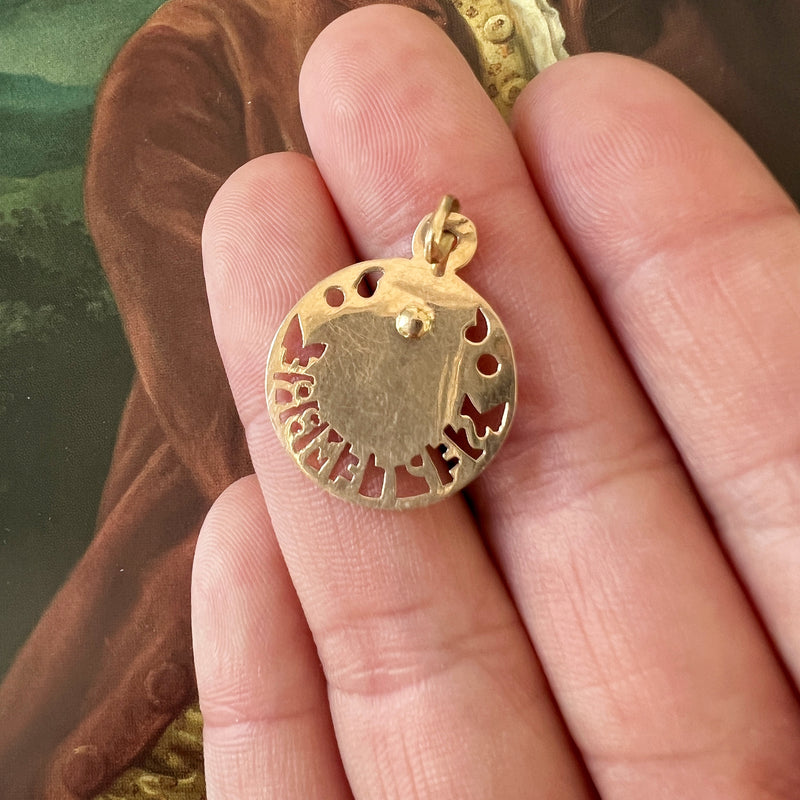 French Art Nouveau 18K gold “Septembre” (September) medal pendant