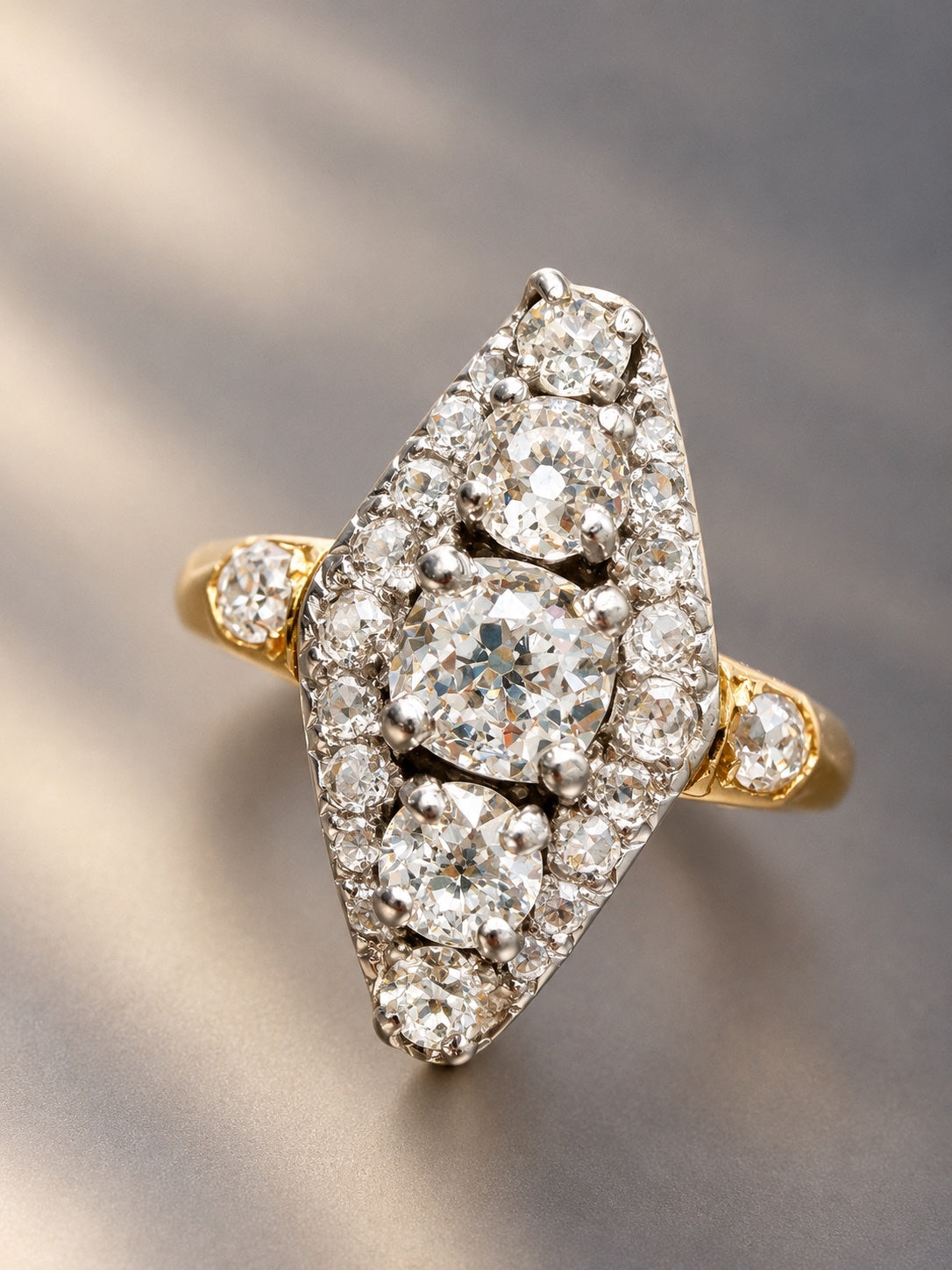 Antique French work 18K gold Diamond Ring 0.75 Carat 