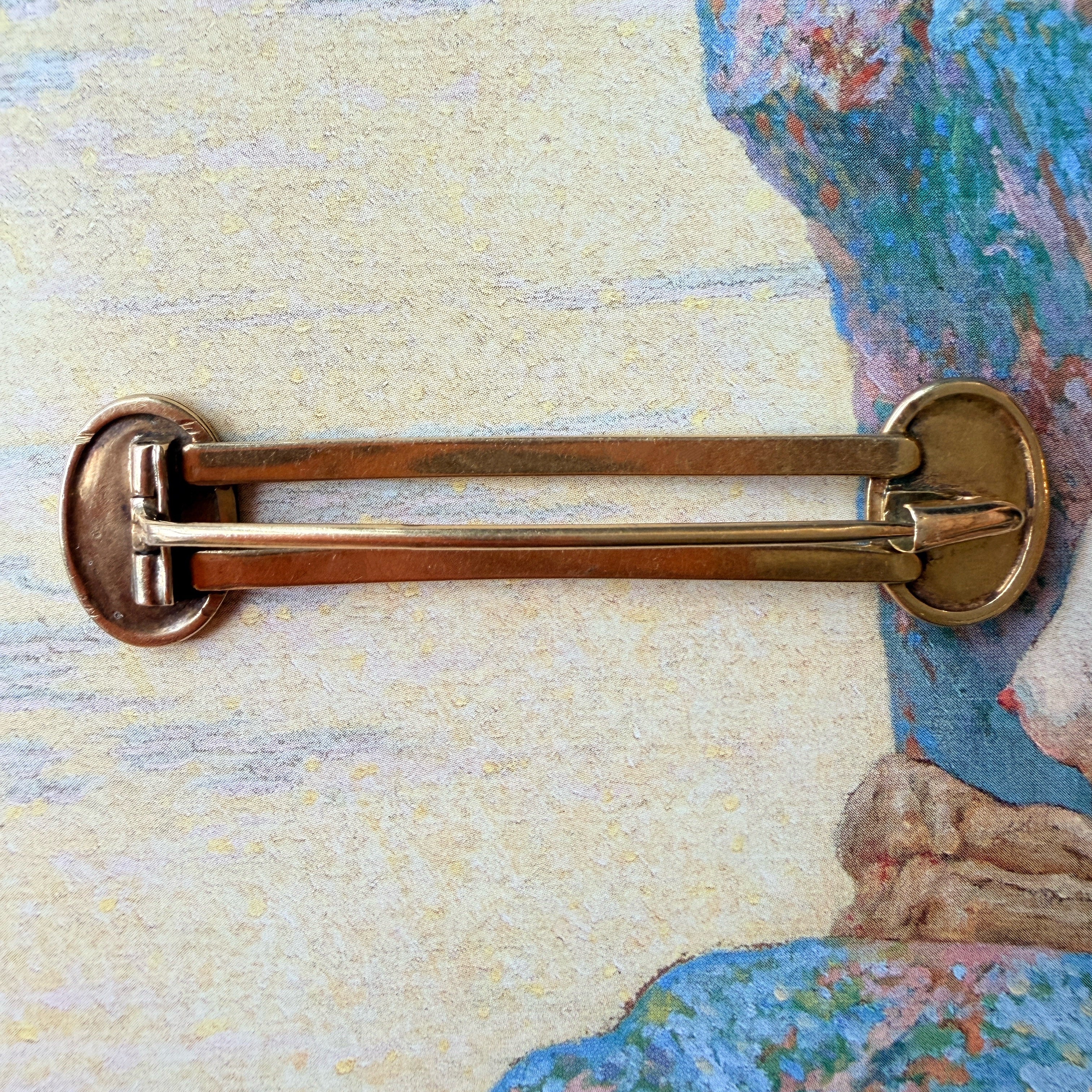 Antique French 18K gold Egyptian revival enamel brooch