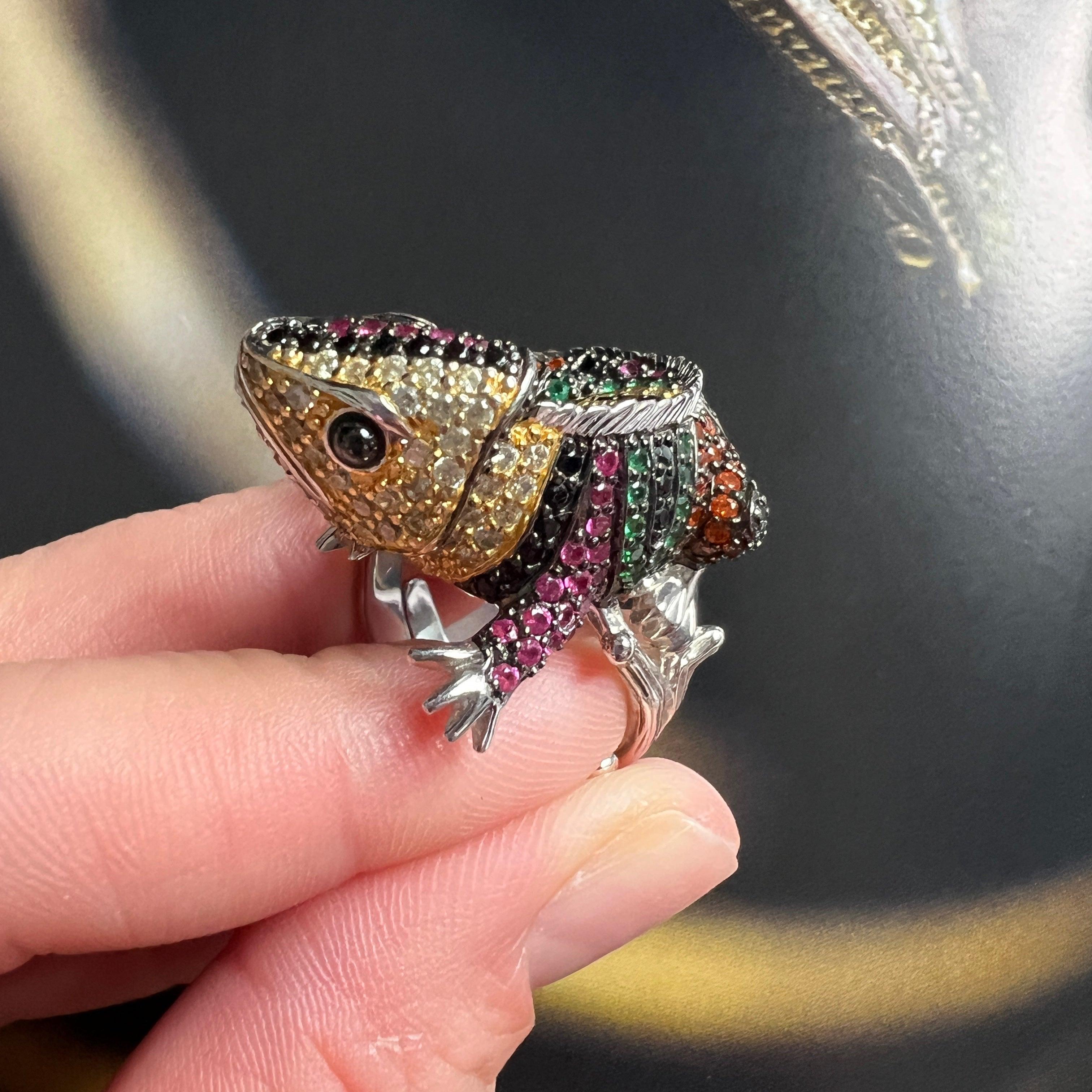 Vintage sterling silver lizard cocktail ring - Curiously timeless