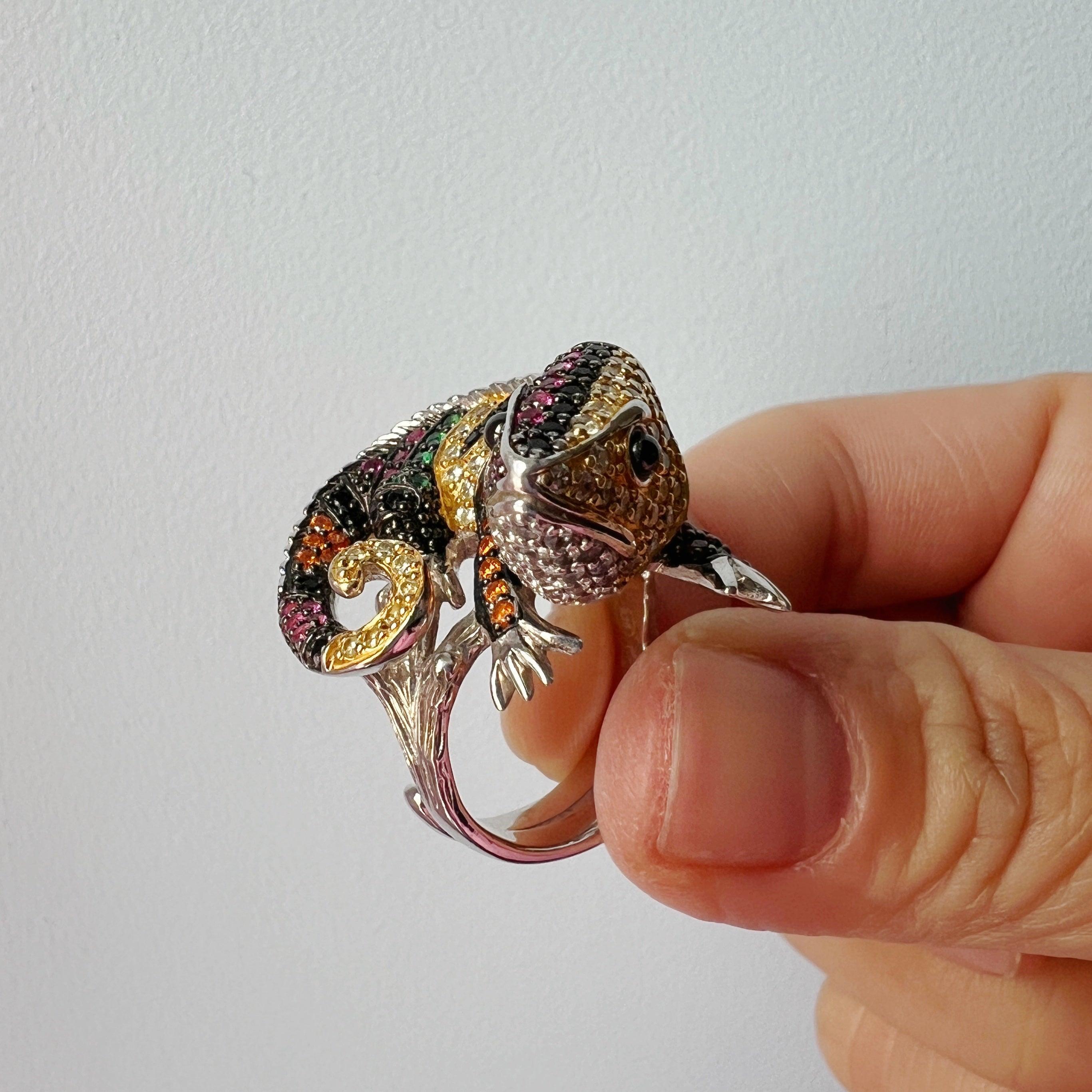 Vintage sterling silver lizard cocktail ring - Curiously timeless