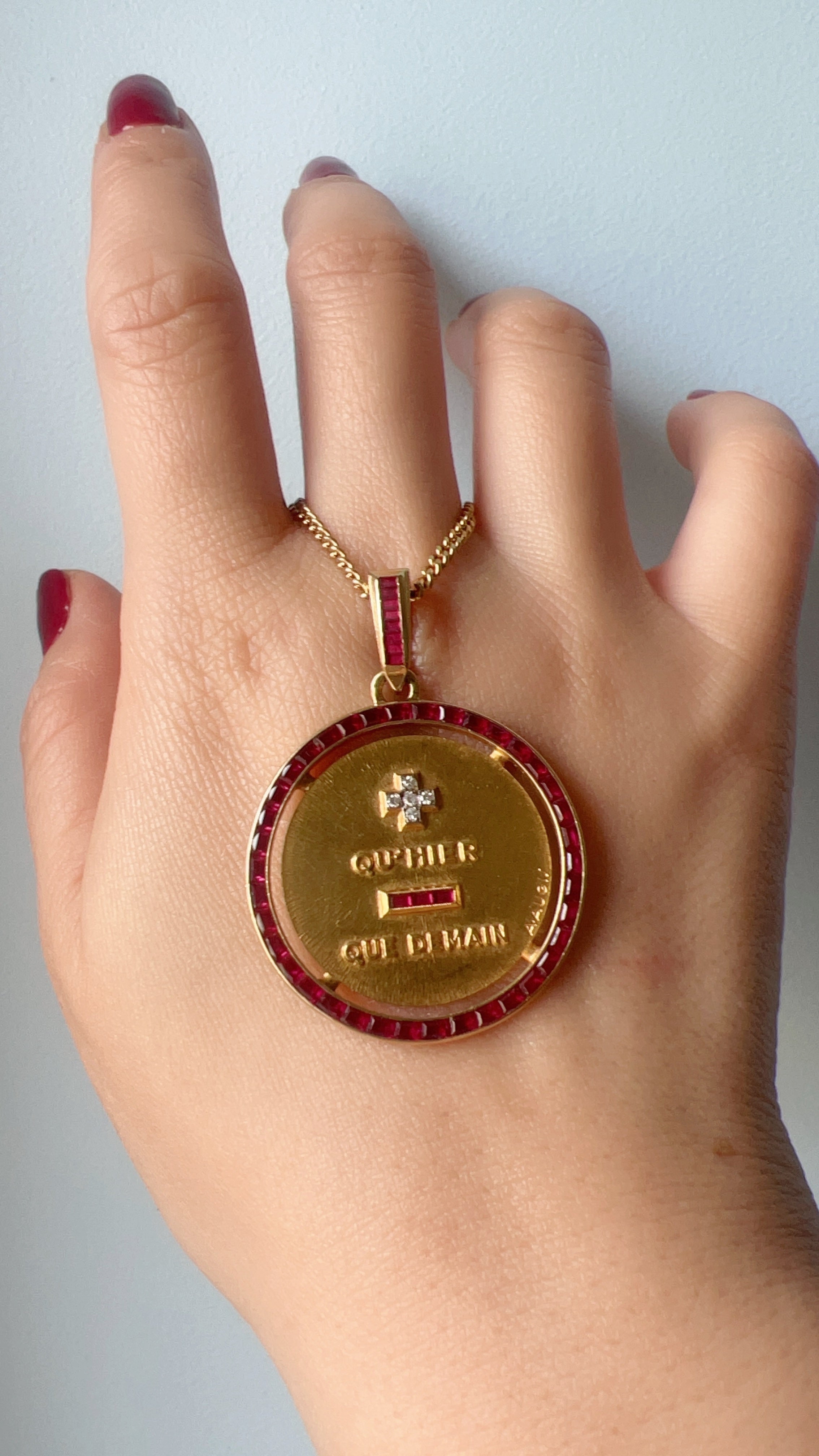 Augis 18K gold “more than yesterday less than tomorrow” medal pendant