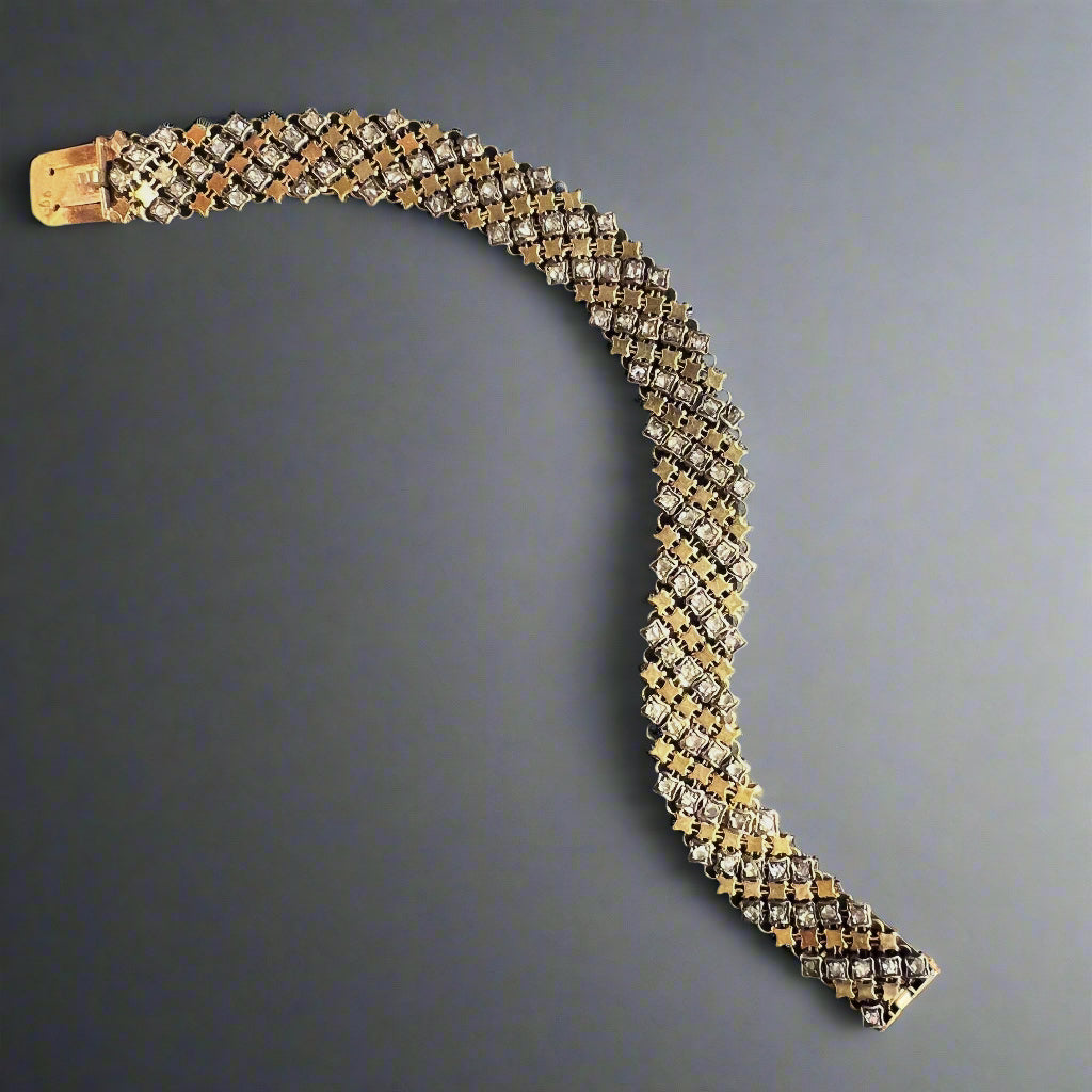 Antique Victorian 18K gold diamond bracelet