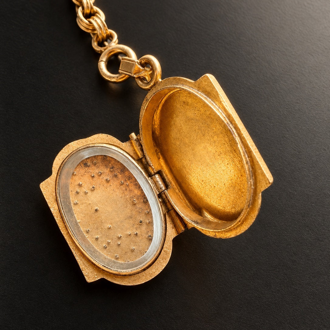 French Antique 19.3g 18K Gold Watch Chain with Locket