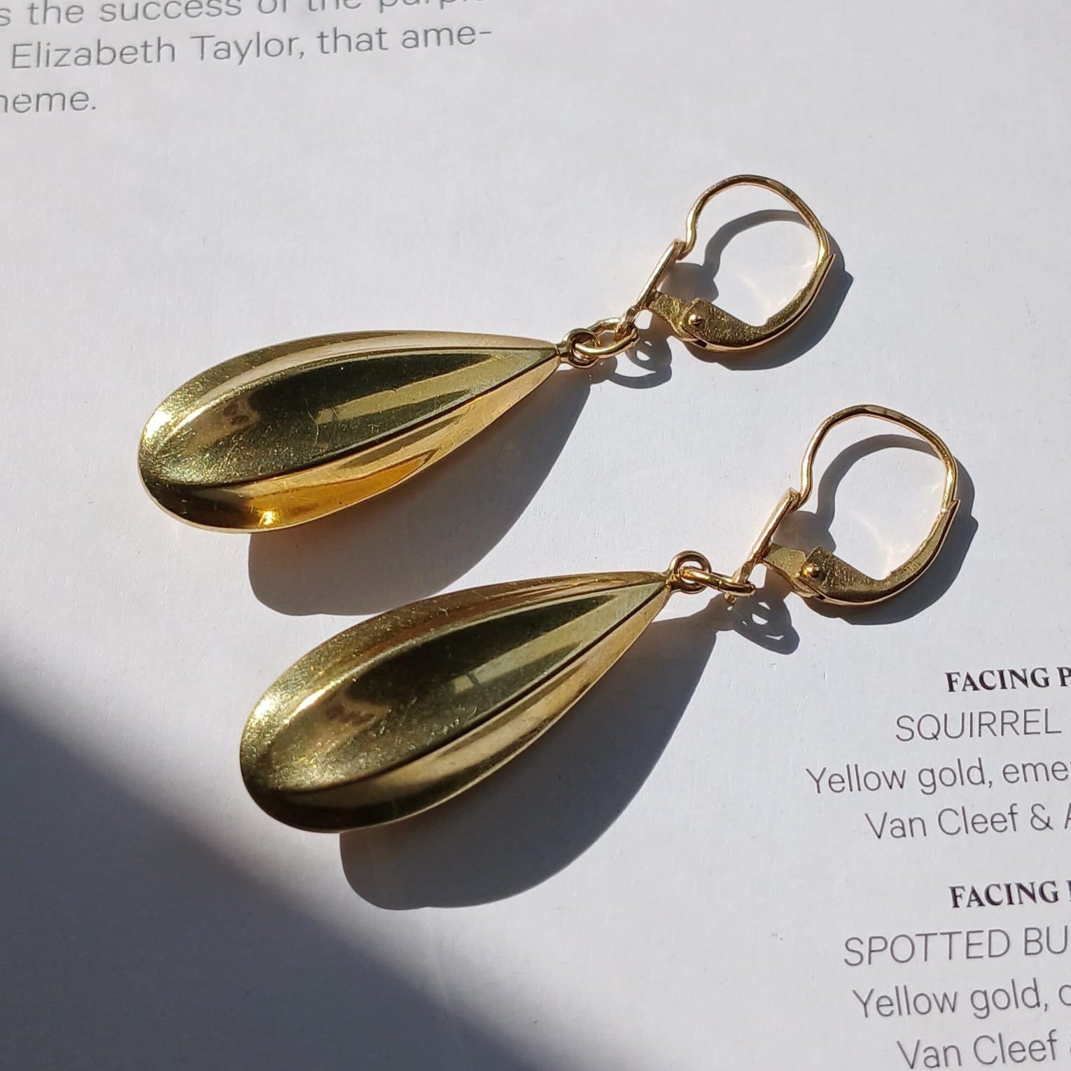18K Yellow Gold Textured Teardrop Diamond Earrings