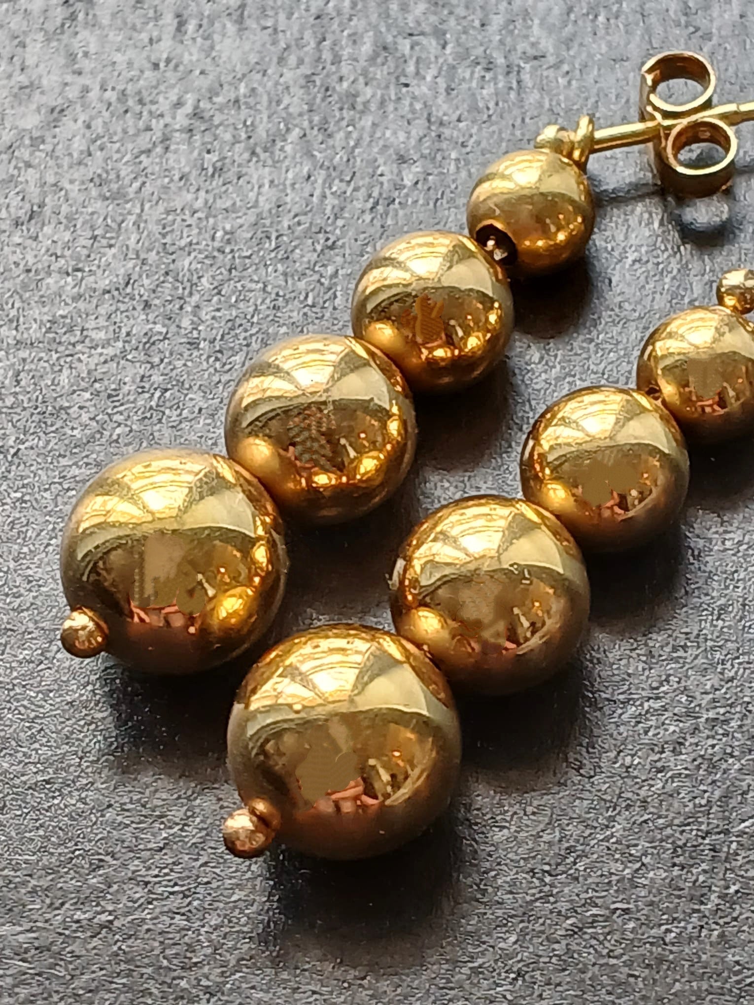 French vintage 18K gold graduated bead drop earrings