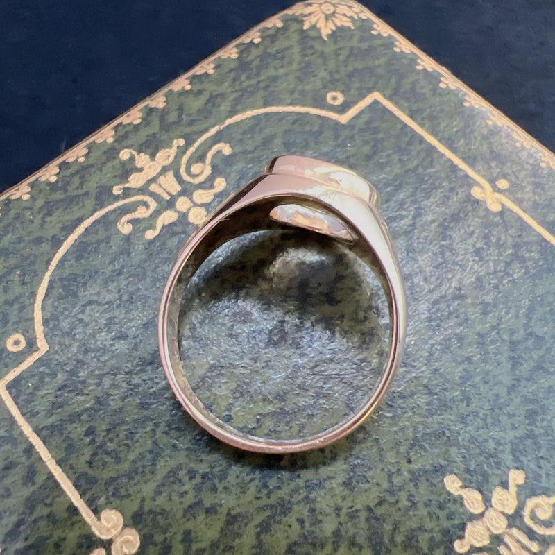 Antique French 18K gold moonstone signet ring