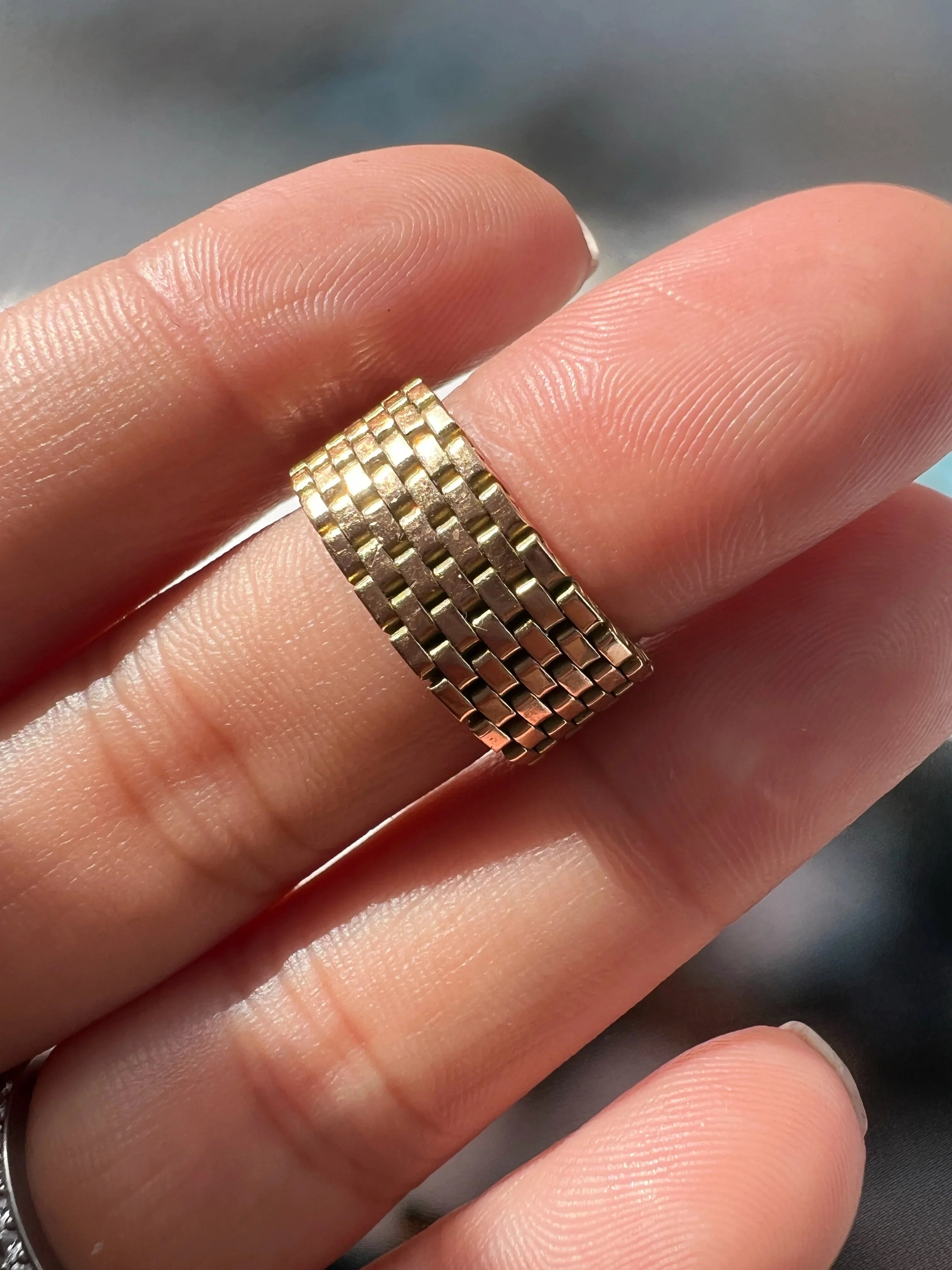 French 18K Gold Belt & Buckle Ring with Diamonds