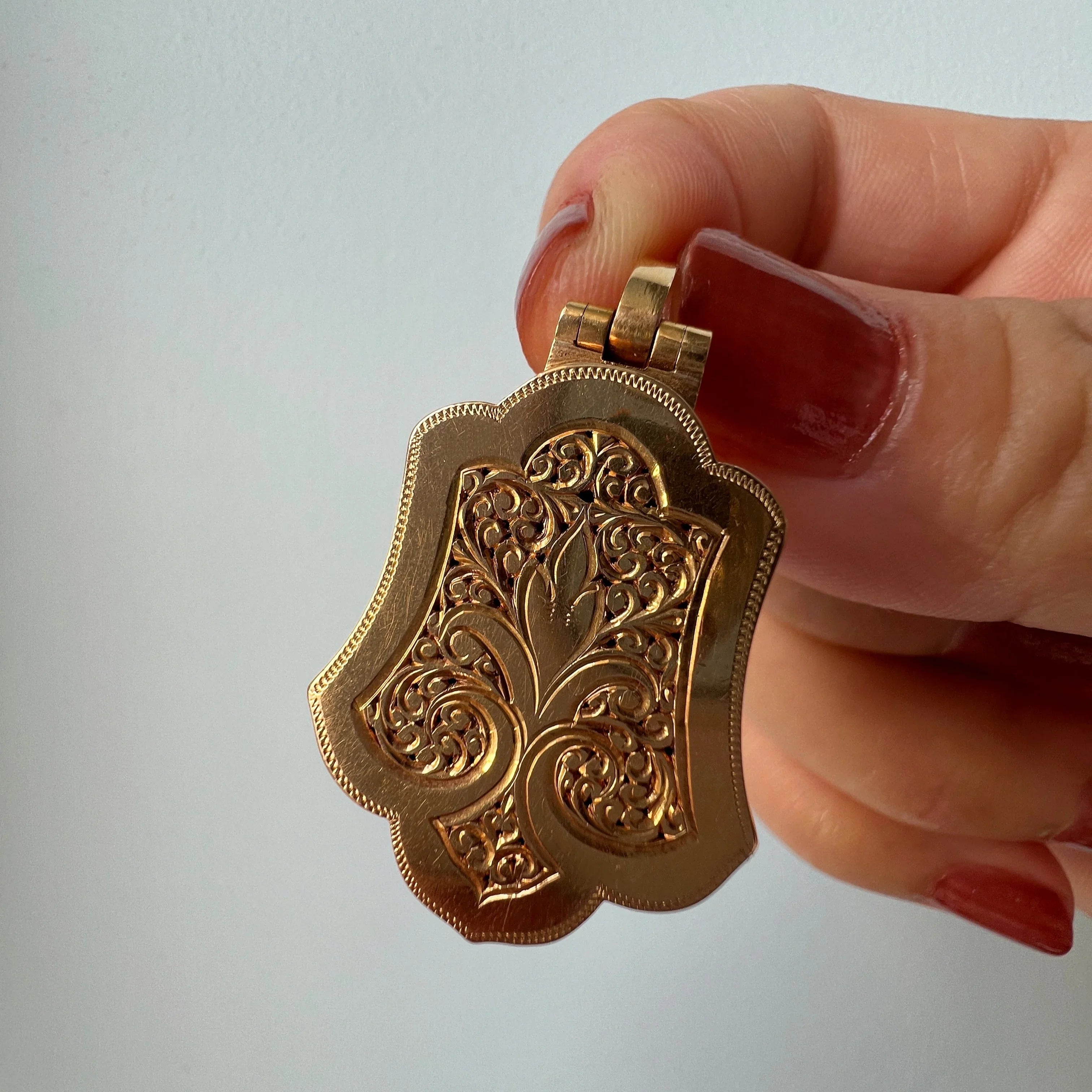 Victorian French work Fleur-de-Lys 18K Gold Locket Pendant