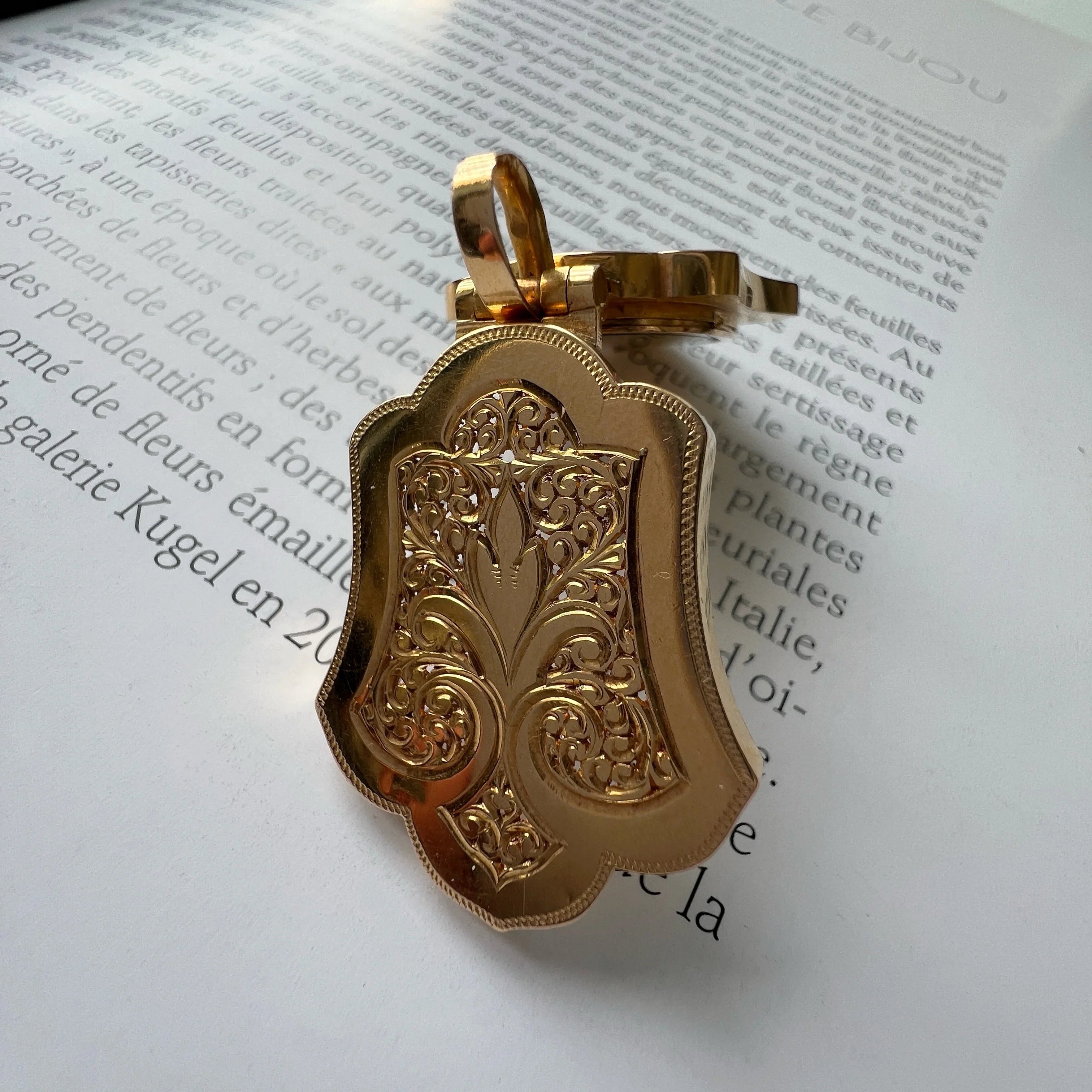 Victorian French work Fleur-de-Lys 18K Gold Locket Pendant