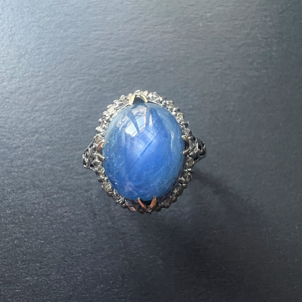 Antique blue sapphire diamond ring