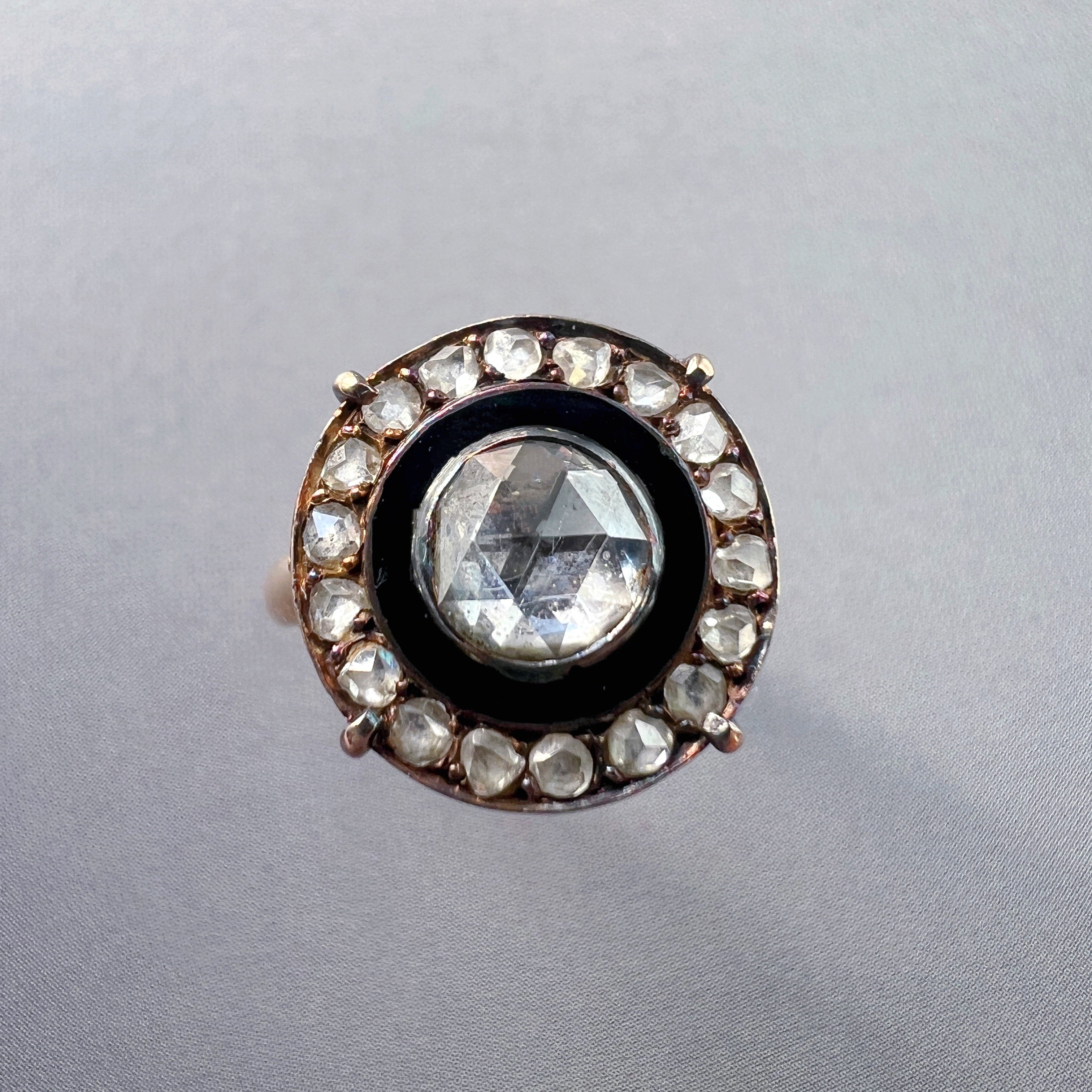 Antique French 18K Gold Rose Cut Diamond Ring