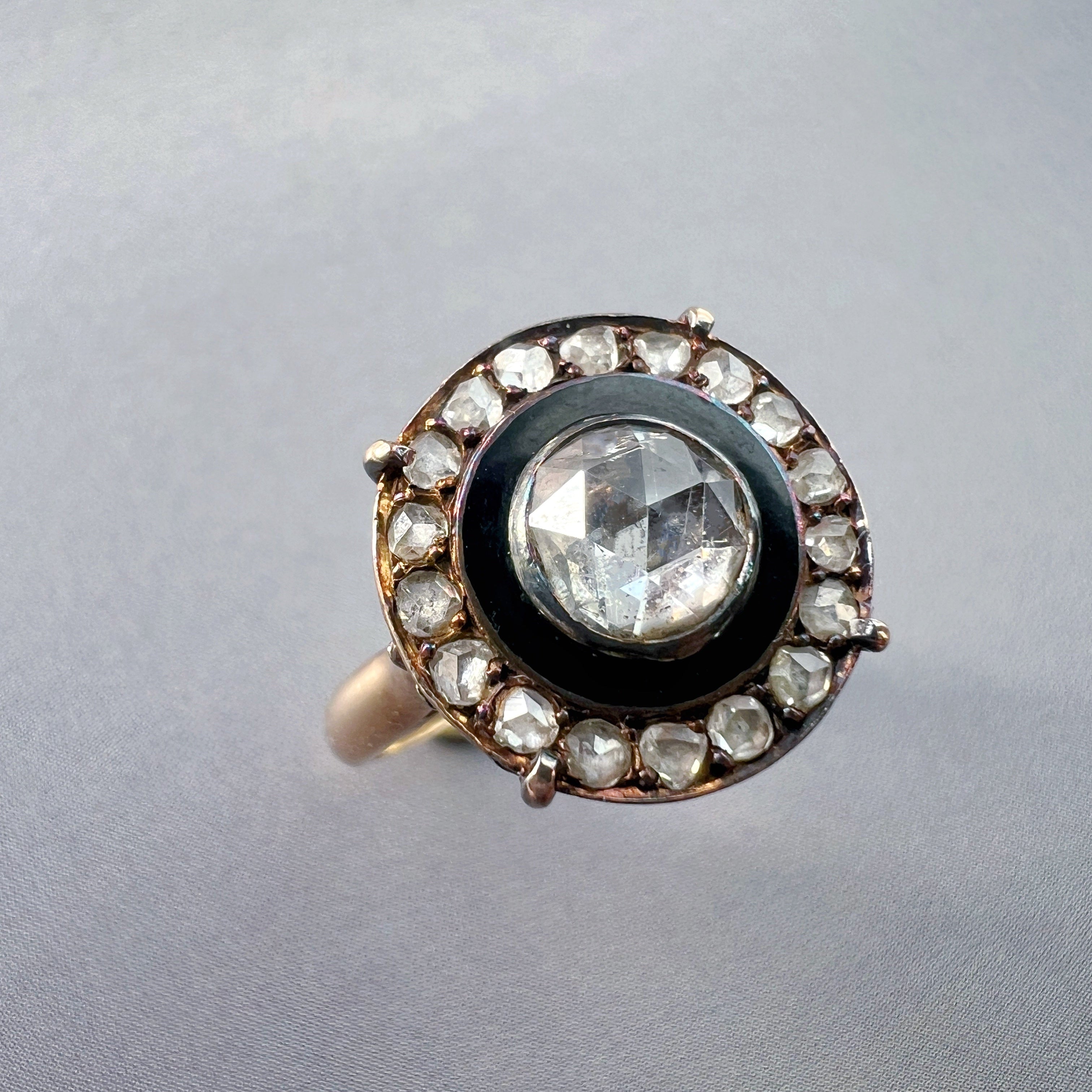 Antique French 18K Gold Rose Cut Diamond Ring