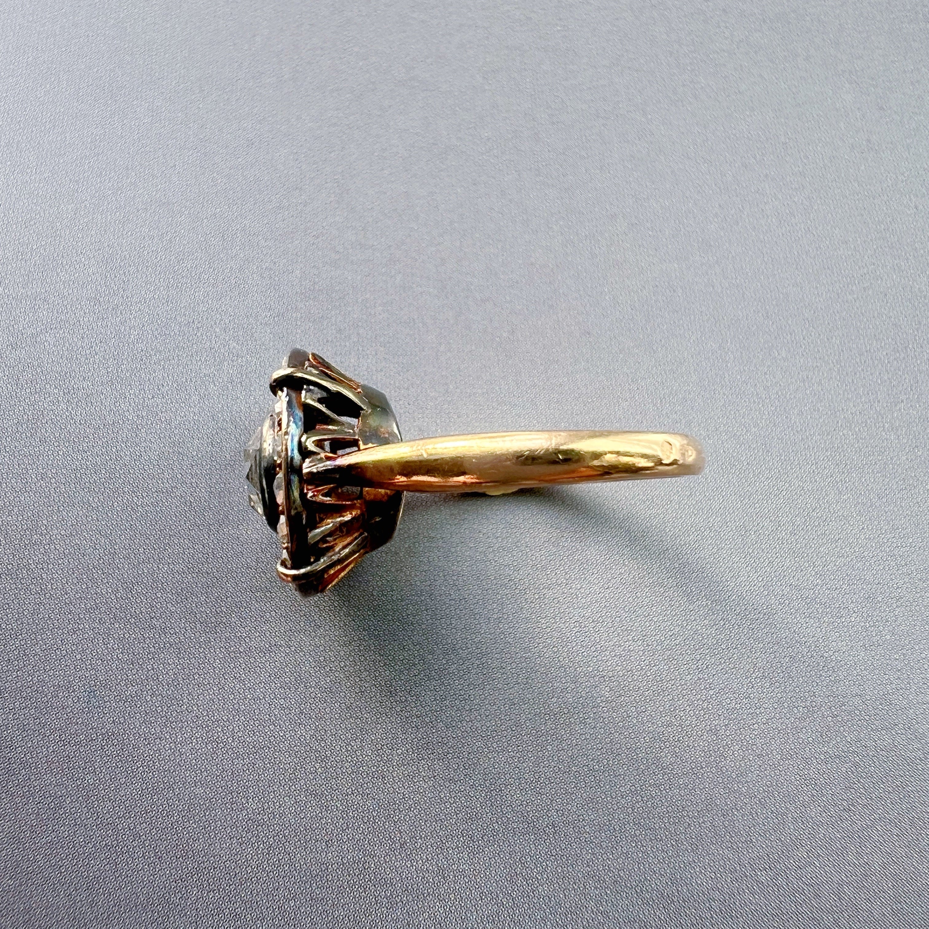Antique French 18K Gold Rose Cut Diamond Ring
