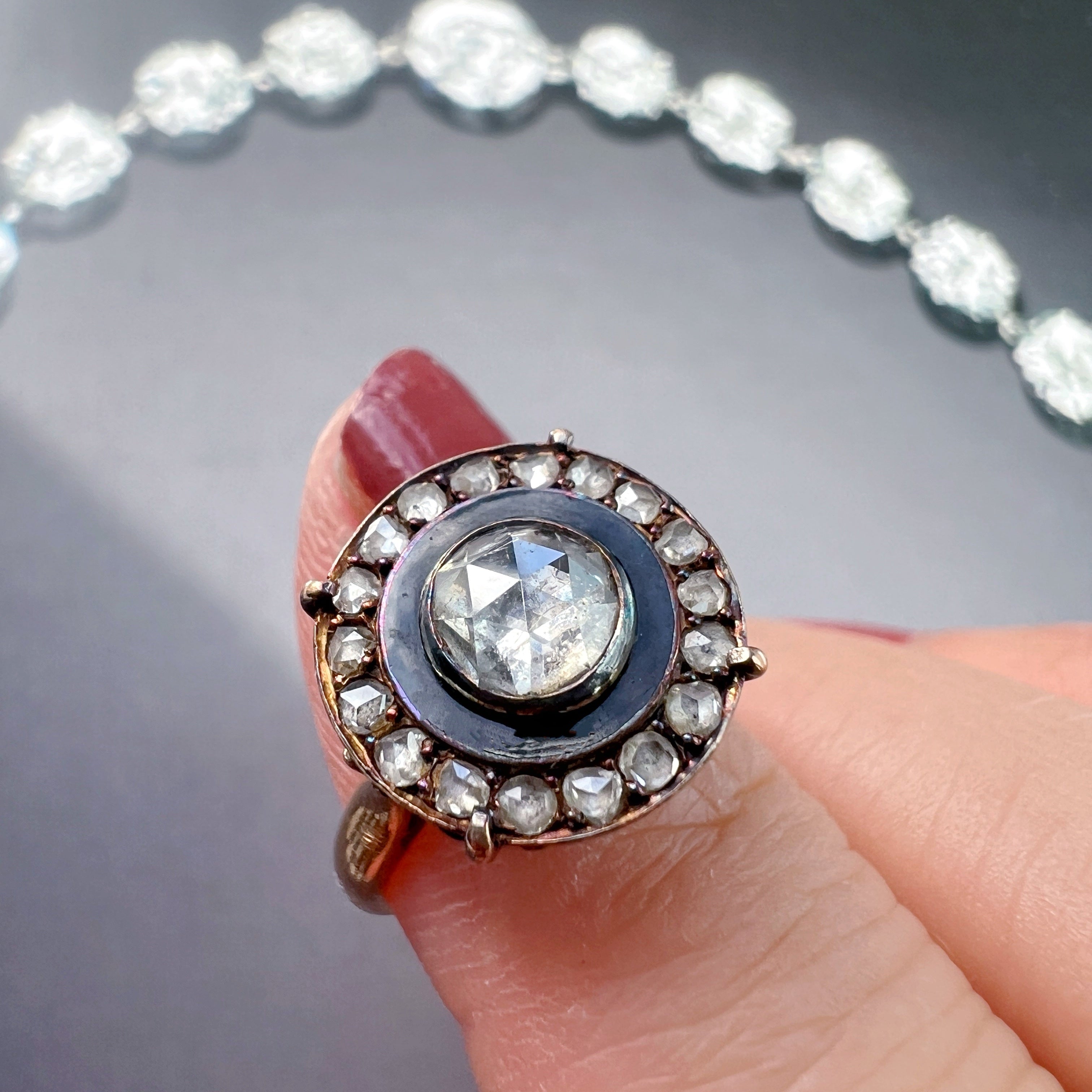 Antique French 18K Gold Rose Cut Diamond Ring