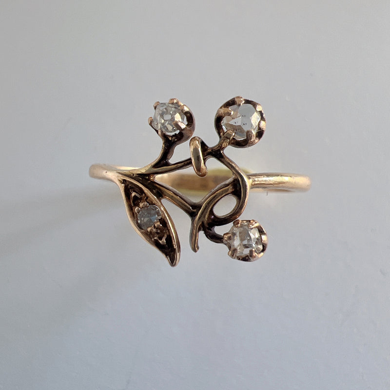 Victorian rose cut diamond flower ring