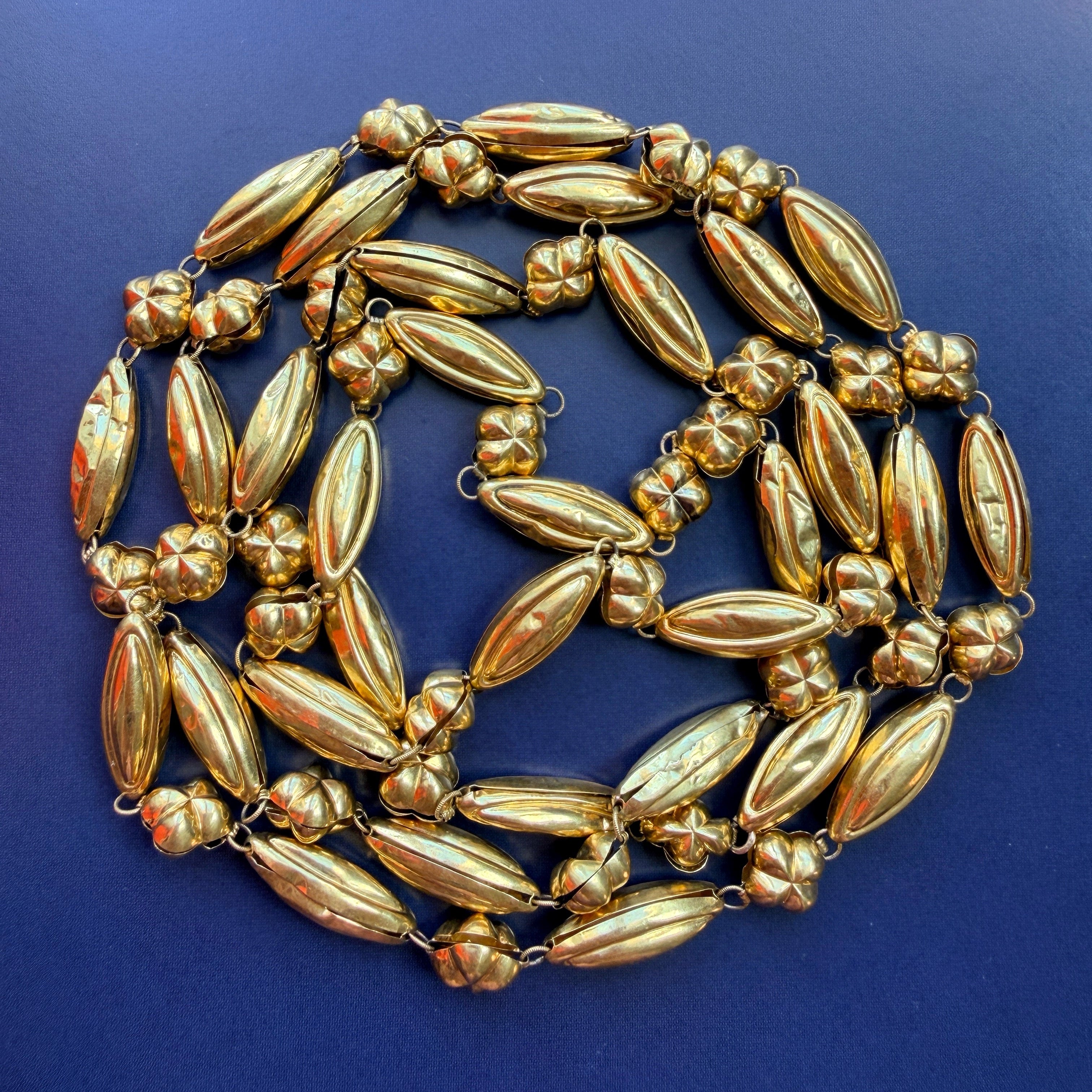 Antique French 18K gold long guard chain necklace