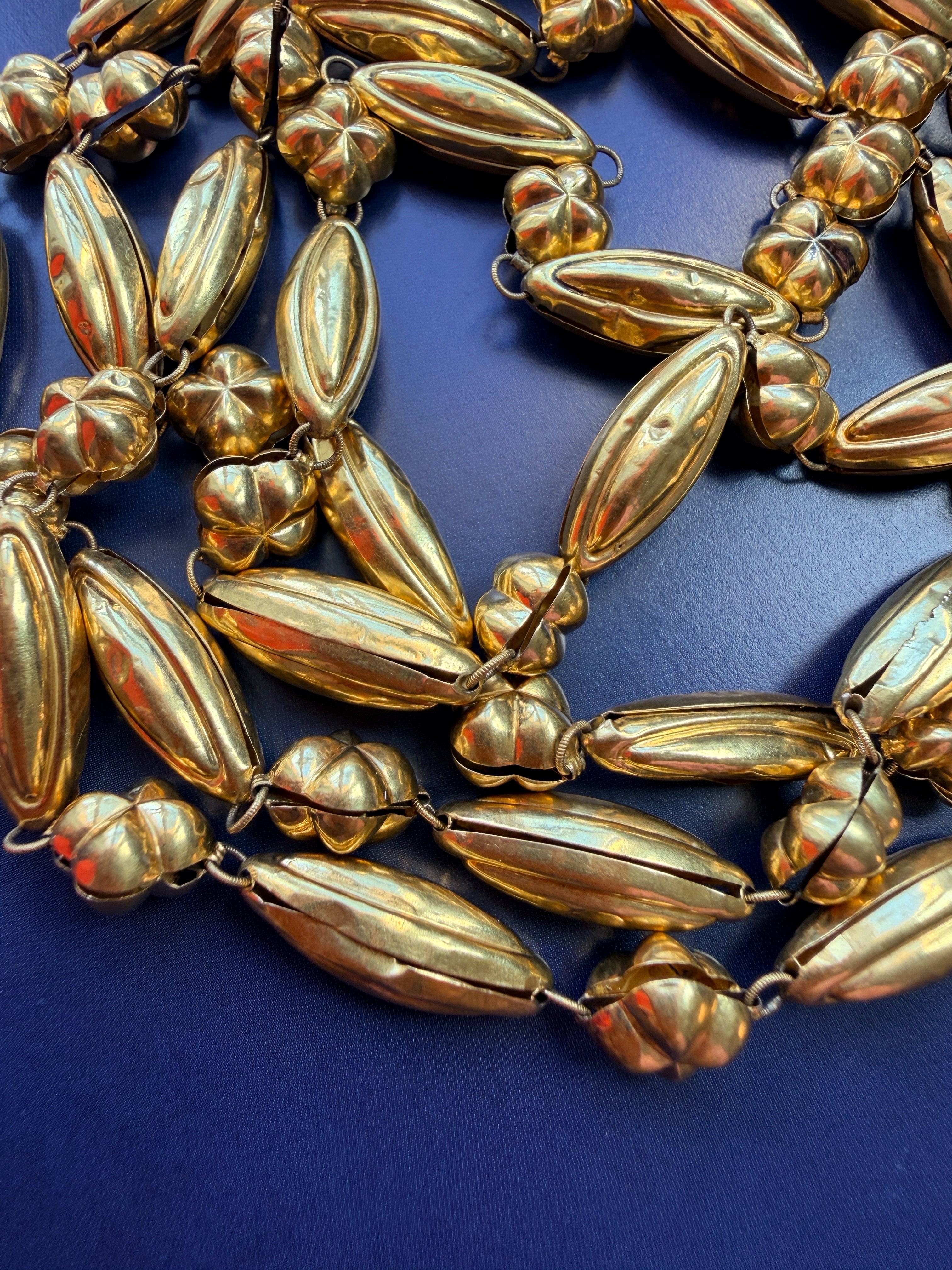 Antique French 18K gold long guard chain necklace
