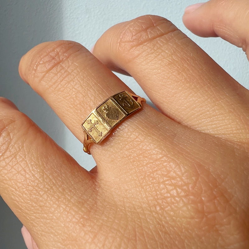 Victorian era French 18K gold faith hope charity ring