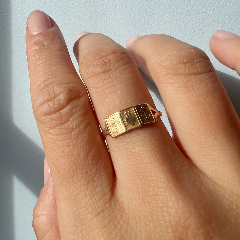 Victorian era French 18K gold faith hope charity ring