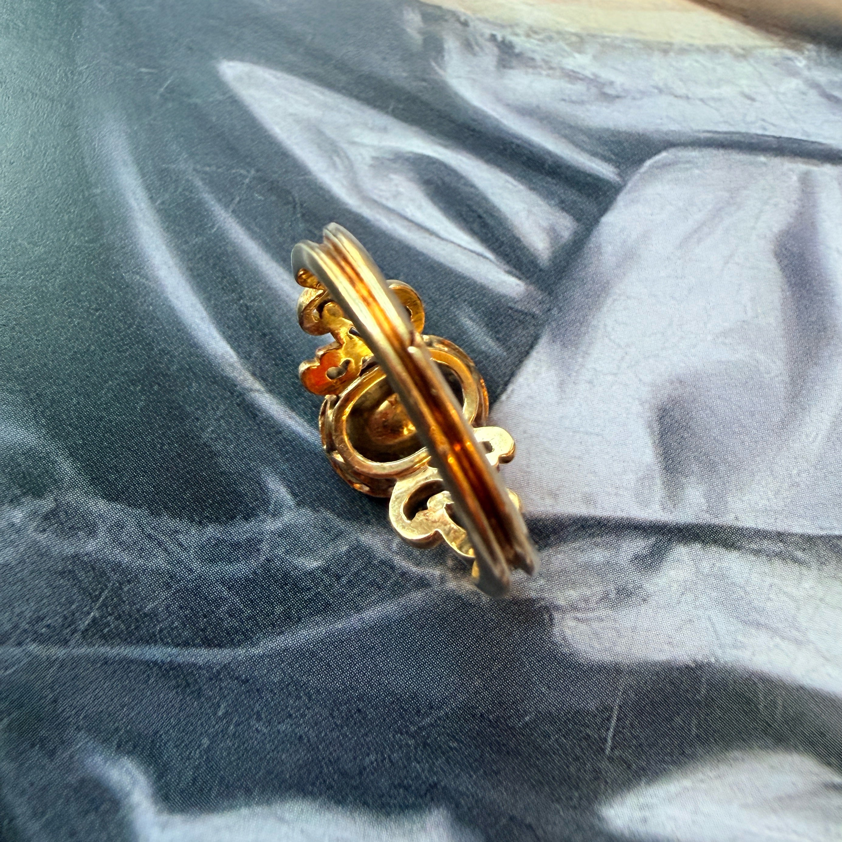 French antique 18K gold Sapphire diamonds ring
