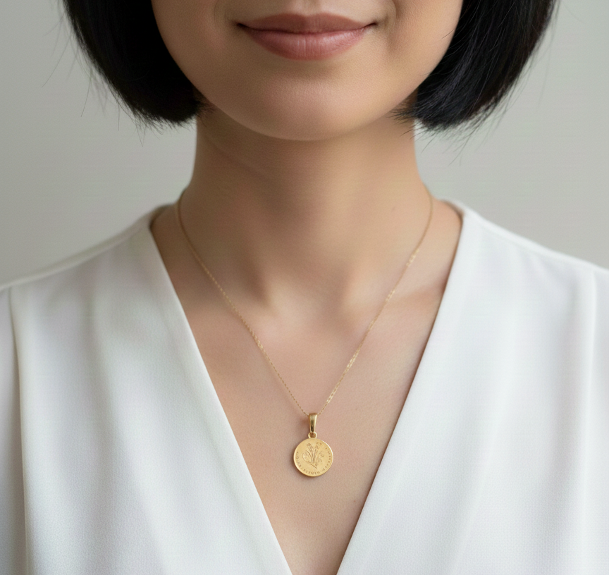 Antique 18K gold “Qui s’y frotte s’y pique” medal pendant