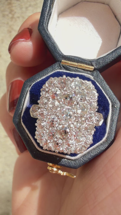 Art Deco 18K gold old mine cut diamond ring