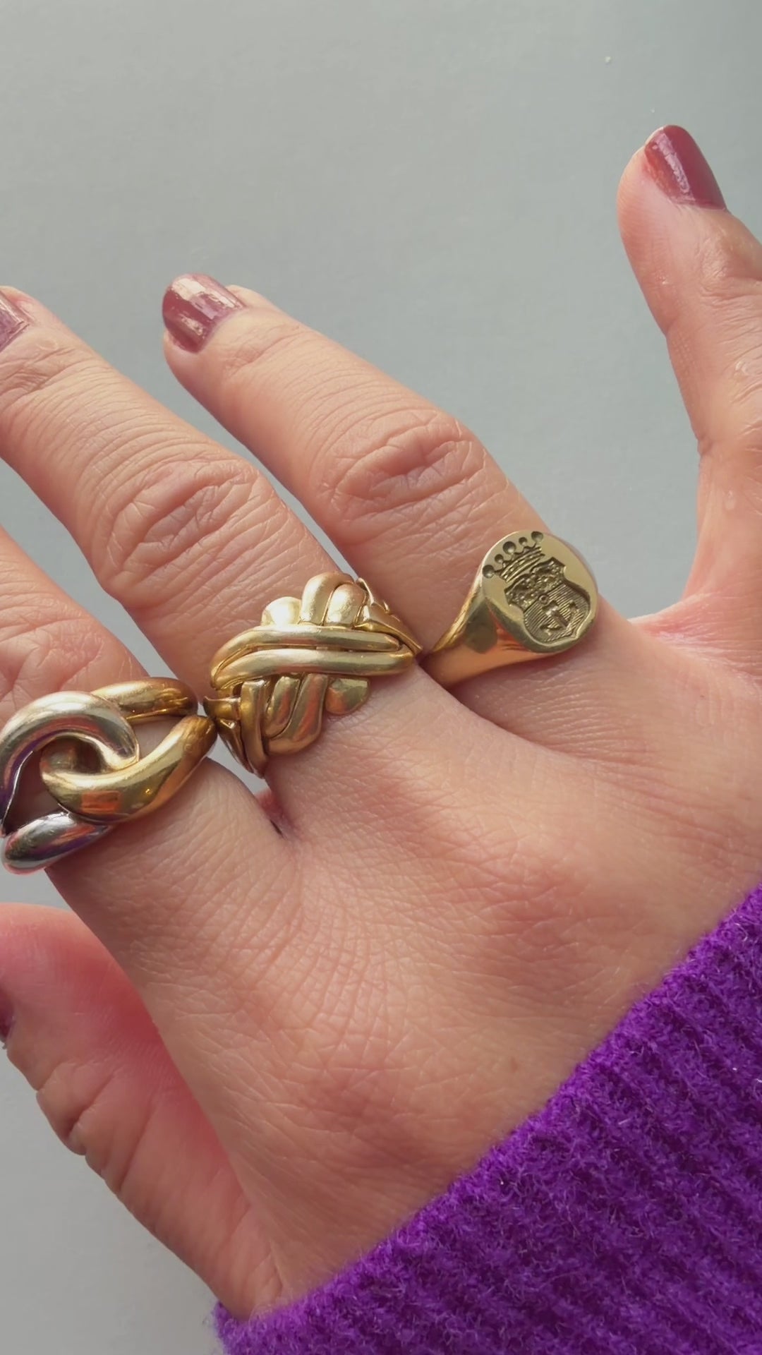 Vintage retro 18K yellow woven gold band ring