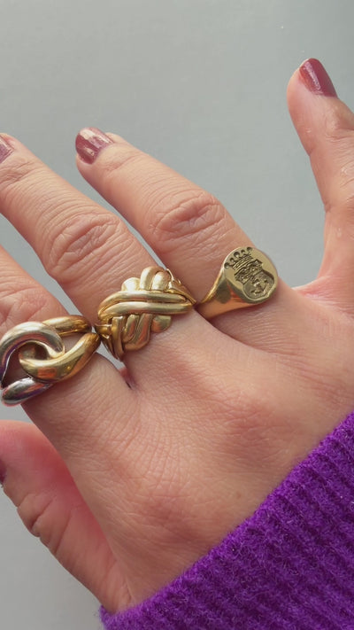 Vintage retro 18K yellow woven gold band ring