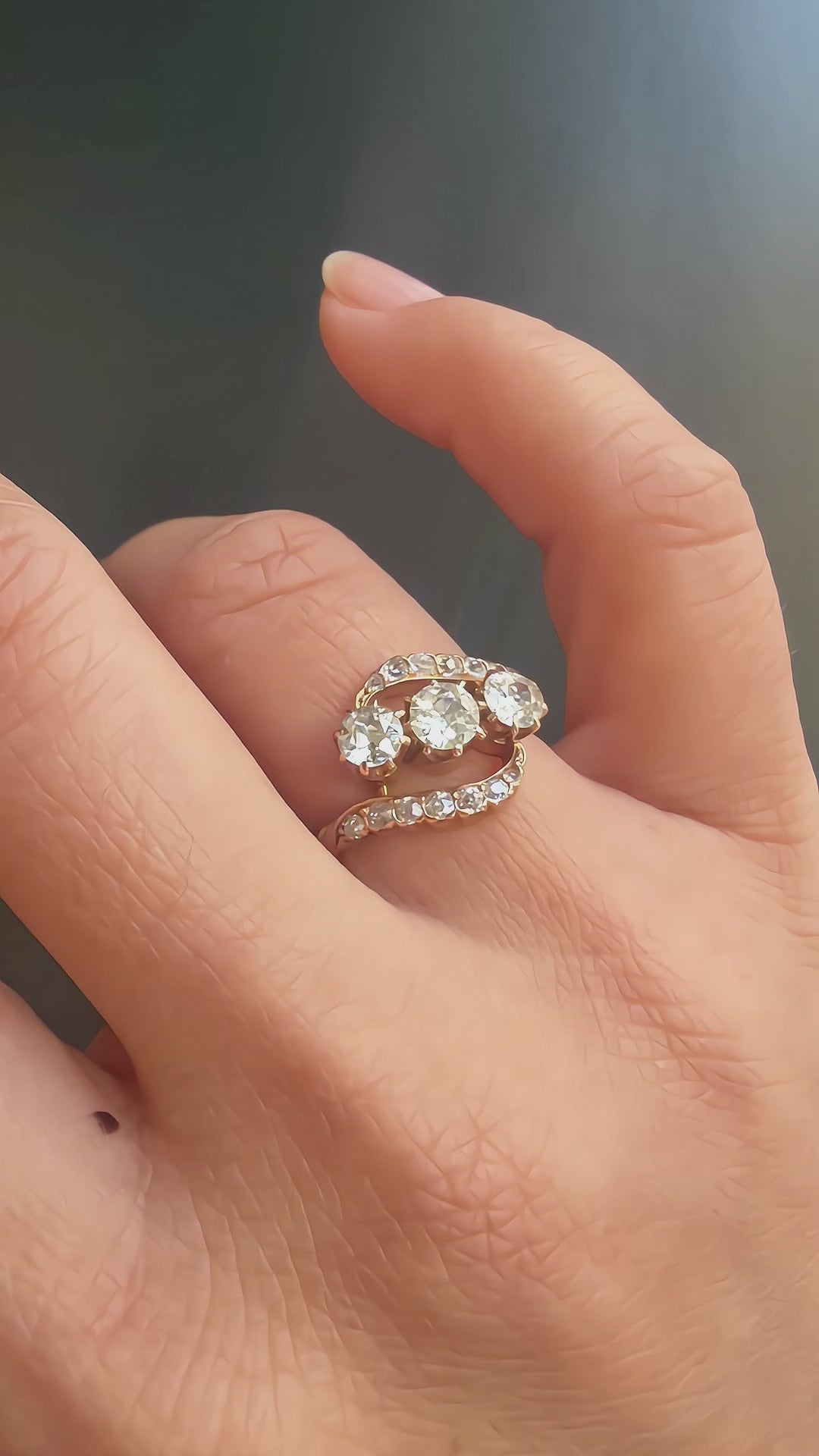 Antique French 18K Gold Old Mine Cut Diamond Ring