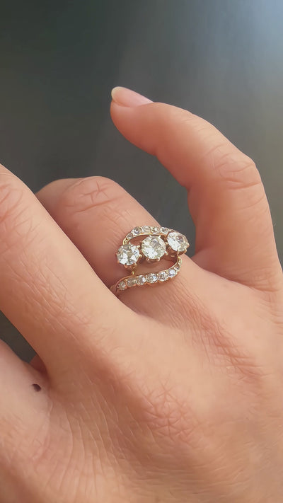 Antique French 18K Gold Old Mine Cut Diamond Ring