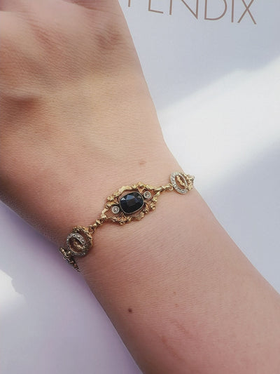 Art Nouveau 18K Gold Sapphire & Diamond Bracelet