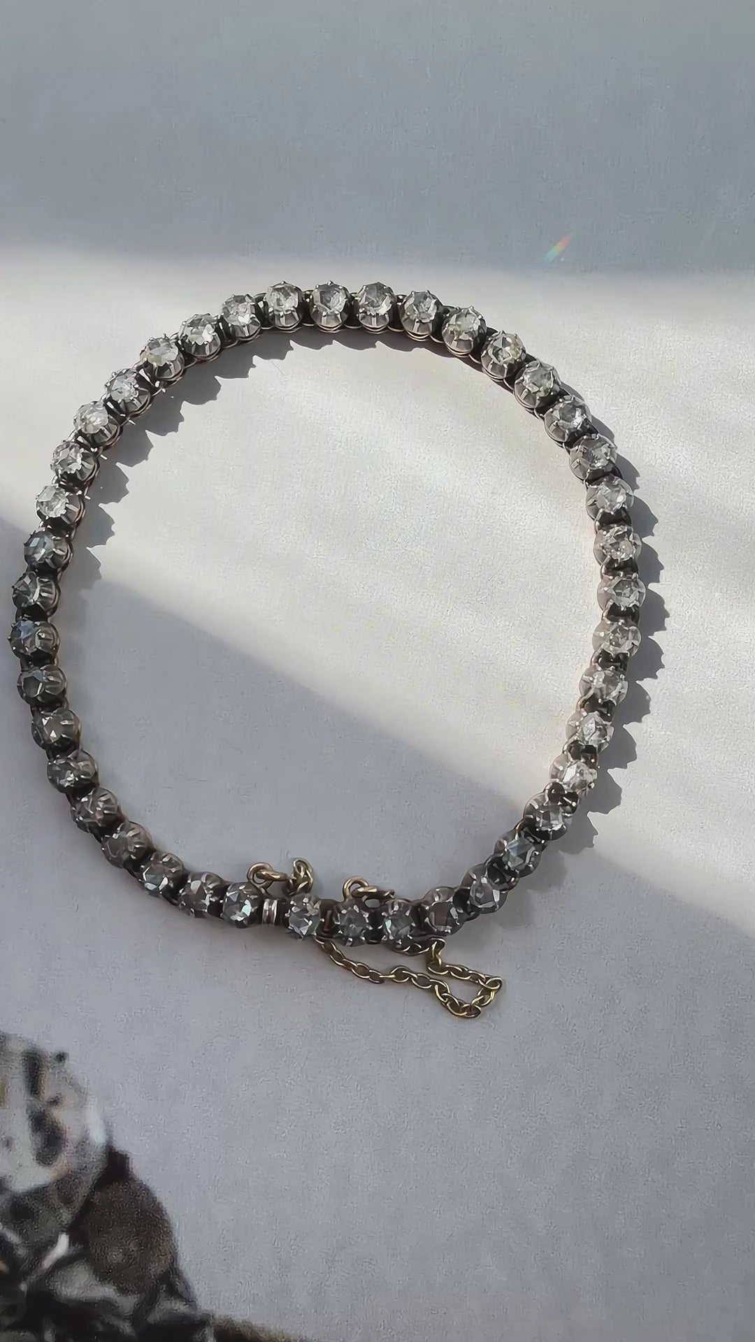 French antique 18K gold rose cut diamond rivière bracelet