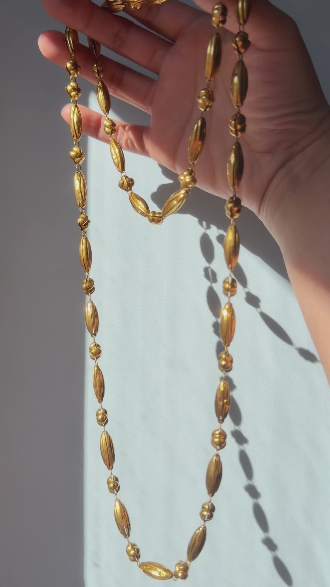 Antique French 18K gold long guard chain necklace