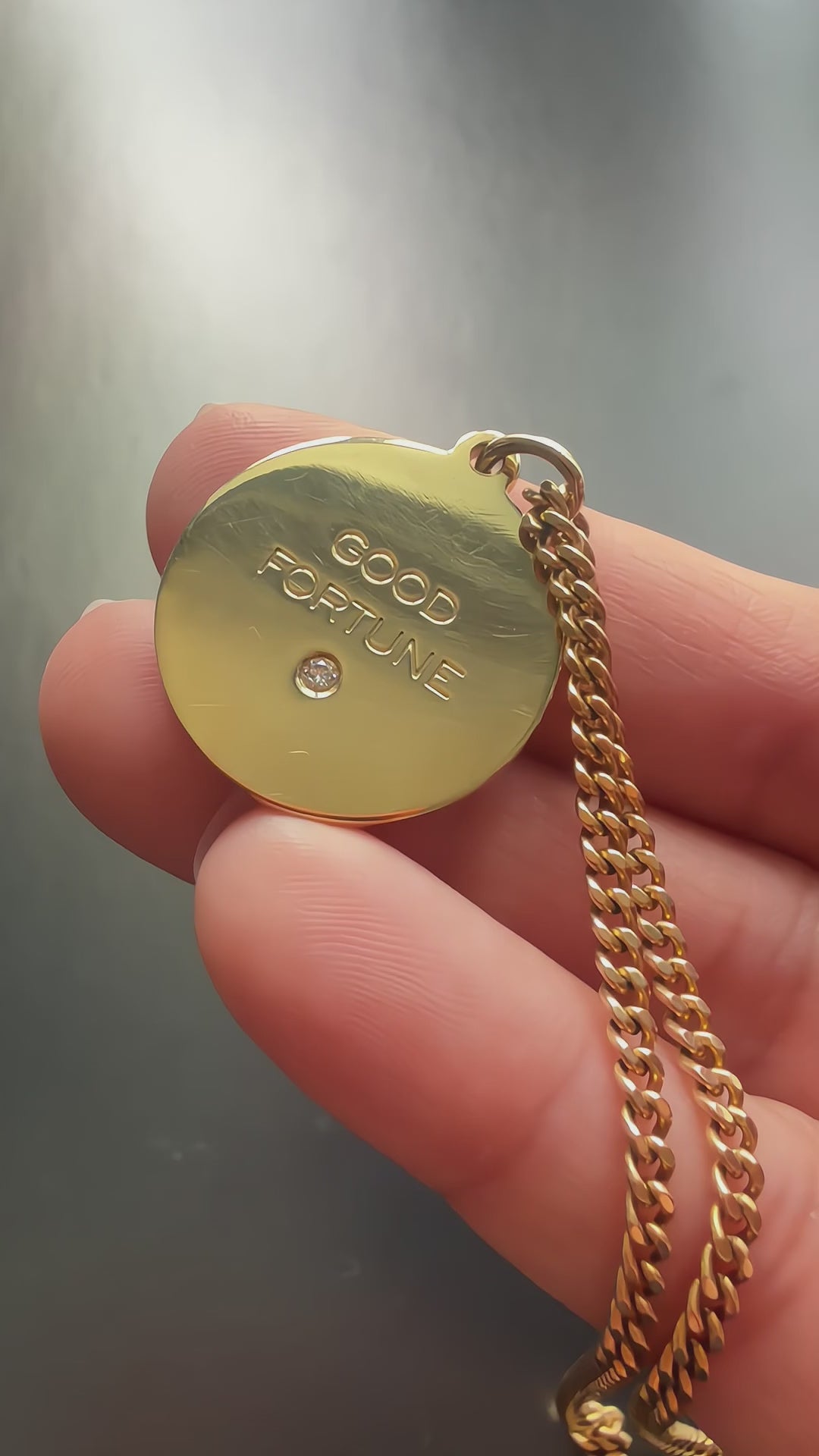 Vintage Tiffany & Co. “Good Fortune” 18K Gold diamond Charm Pendant