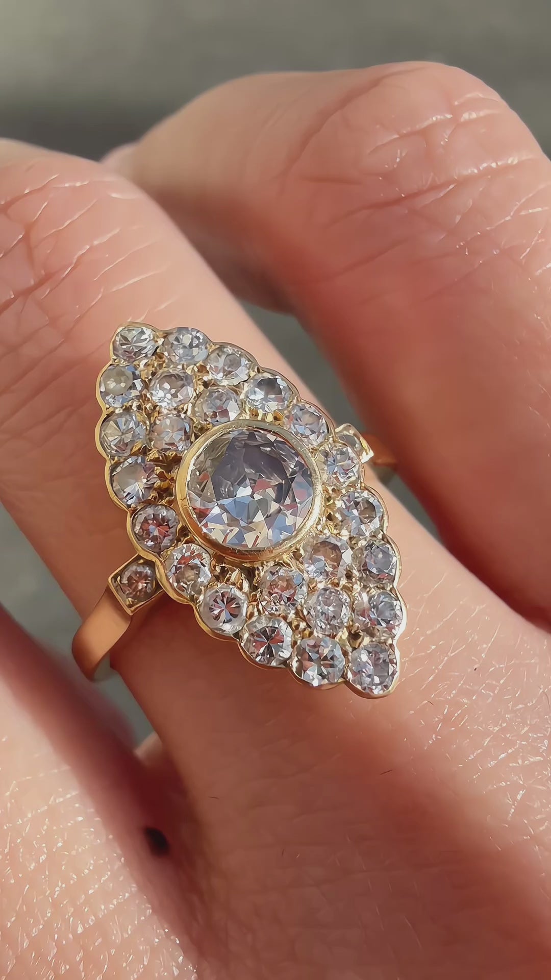Early 20th century 18K yellow gold old cut diamond ring