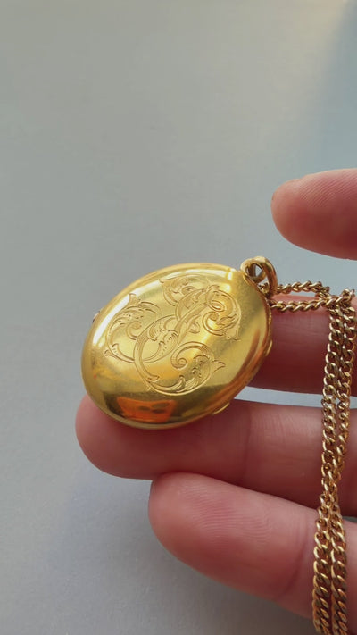 Art Nouveau era 18K Gold “E” and “J” Locket Pendant