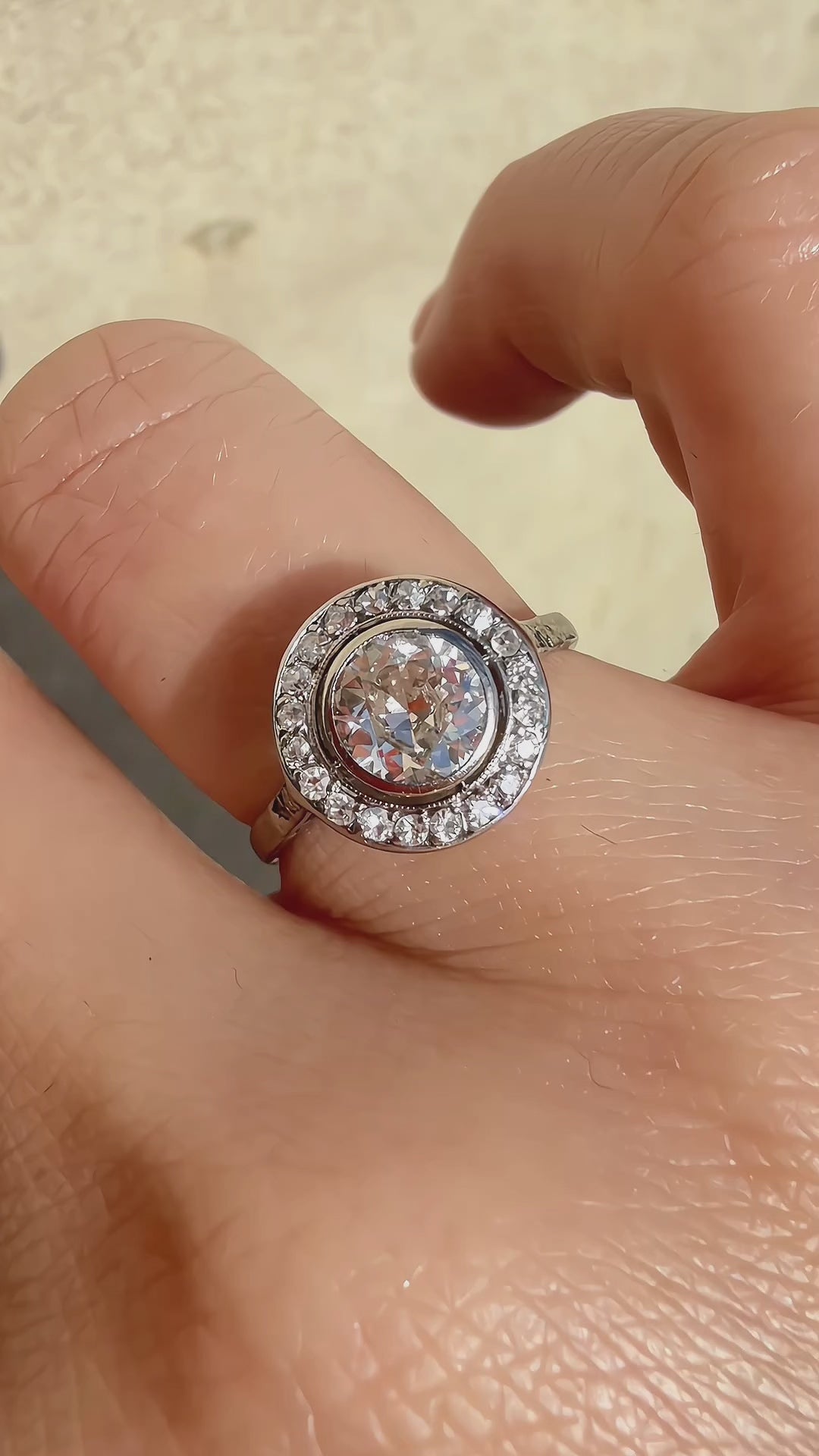 Early 20th century platinum old European cut diamond ring