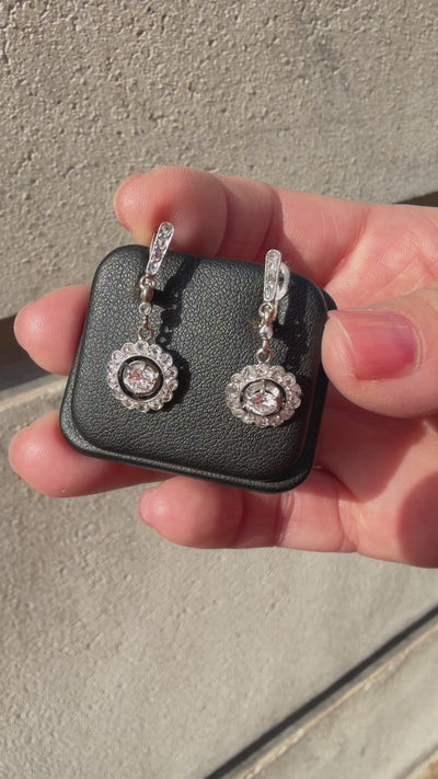 Edwardian/Belle epoque 18K gold diamond trembling earrings