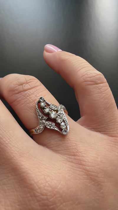 Late Victorian era 18K Gold 0.5ct rose cut diamond ring 
